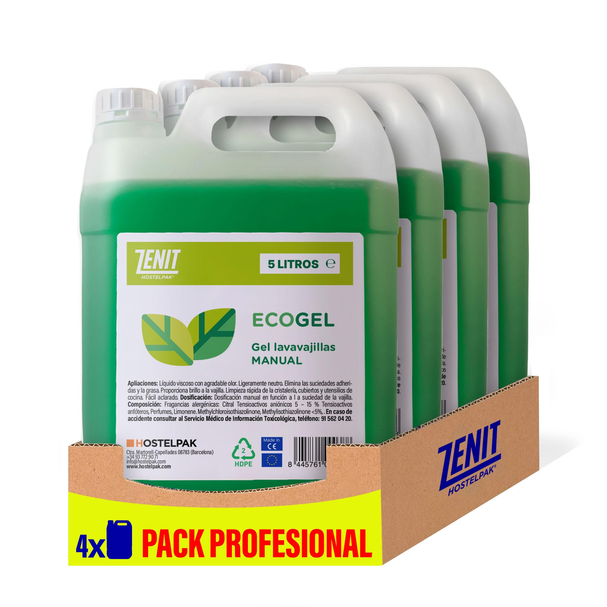 Detegrente lavavajillas manual | lavavajillas a mano | detergente liquido 5 l (Paquete 4)