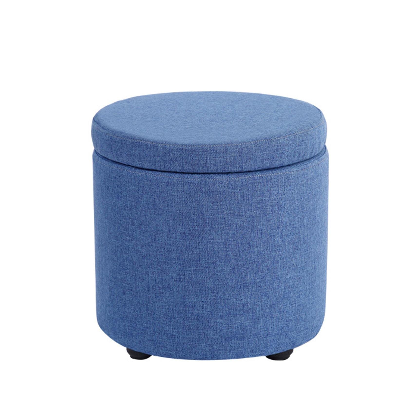 Ottomans pour la chambre et salon : ce pouf coffre rond jaune 32cm résout vos soucis de rangement.