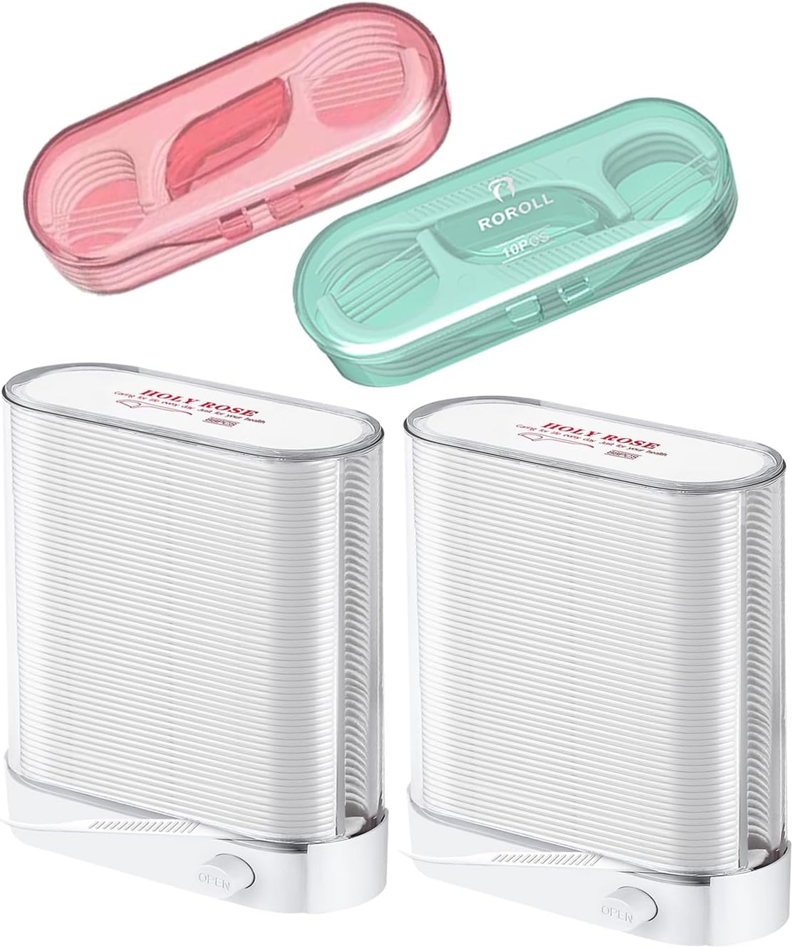 Holy Rose Dental Floss Picks with Dispenser 2 Box, Portable Flossers Case 2 Boxes, Adult Flosser SticksToothpicks 196 Count Sealed Storage is Perfect forFamily,Hotel,Travel for Clean Teeth