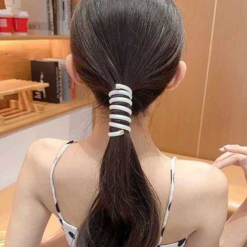 Miniatura 7 de 2 ligas para el cabello en espiral, alta elasticidad y sin arrugas, para mujer, impermeable, a la moda, accesorios de bobina, no dañan el cabello