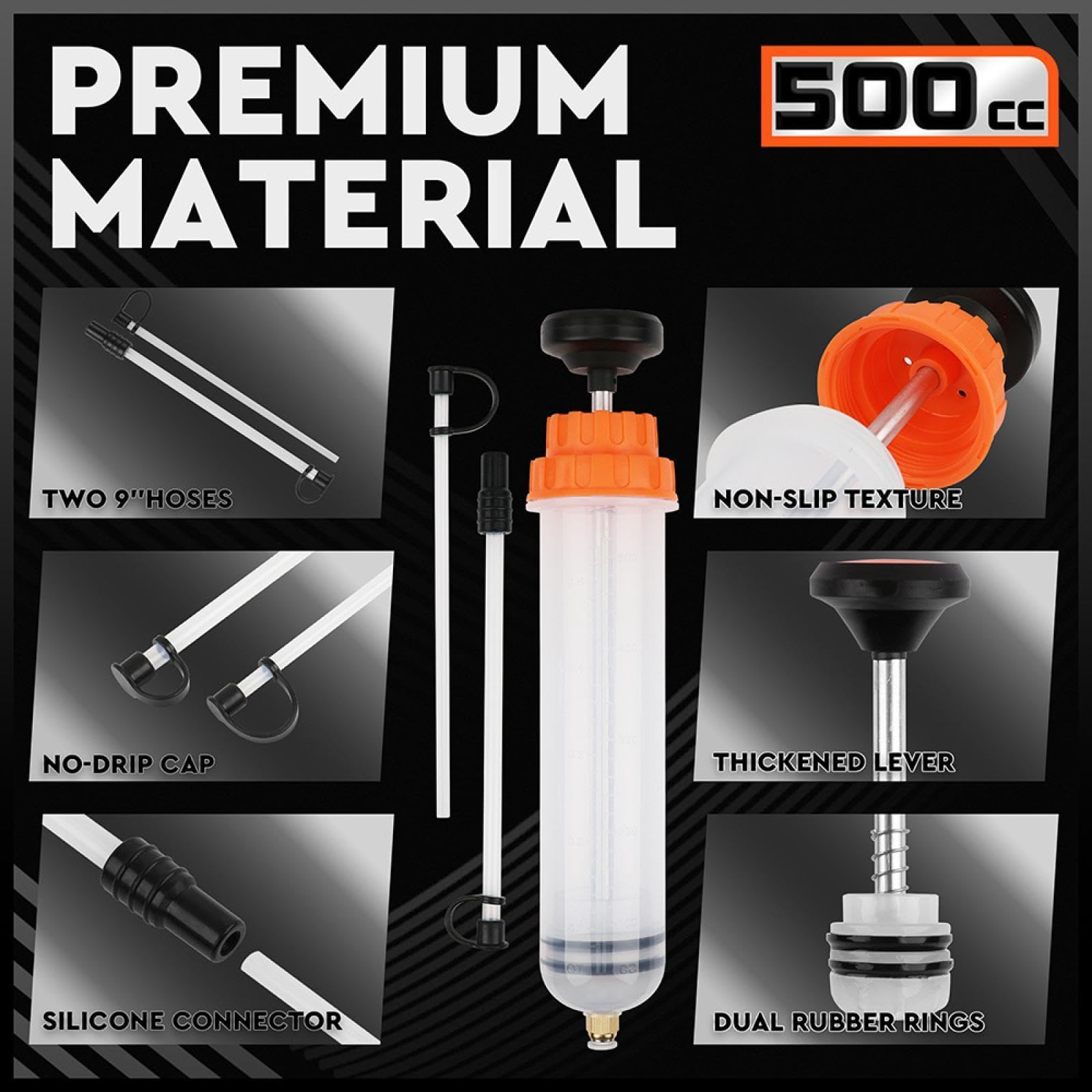 Pompa per estrazione olio da 500 ml, in acciaio inossidabile 304 e ABS, strumento portatile per trasferimento fluidi per automotive/industriale
