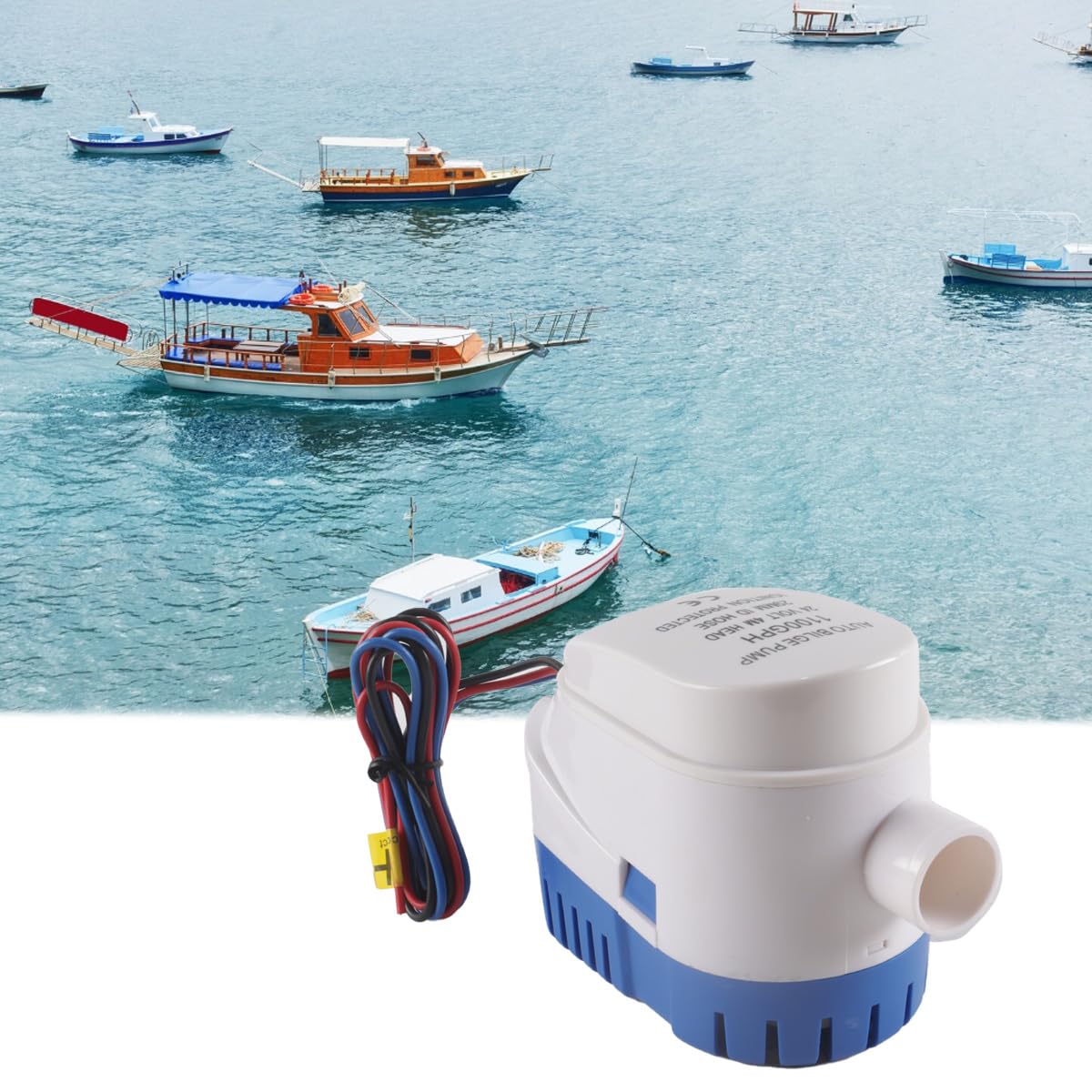 Bomba de achique para yates, G1100-02, 24 V, autocebante, sumergible, automática, miniatura para aguas residuales, de alto caudal, para yates, barcos de pesca y autocaravanas.