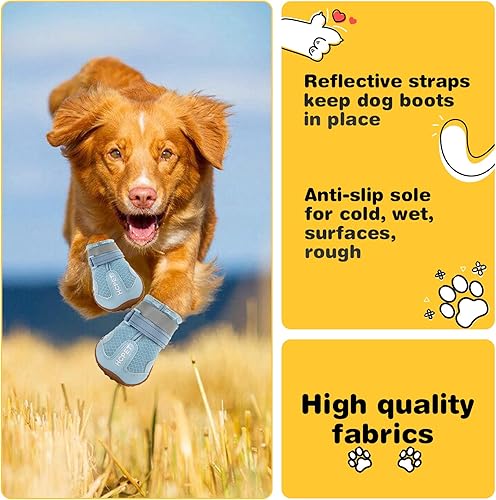 Miniatura 8 de Hcpet - Botas para perros pequeños, protectores de patas transpirables, medianos, para el pavimento caliente en verano, nieve en invierno, paseos y