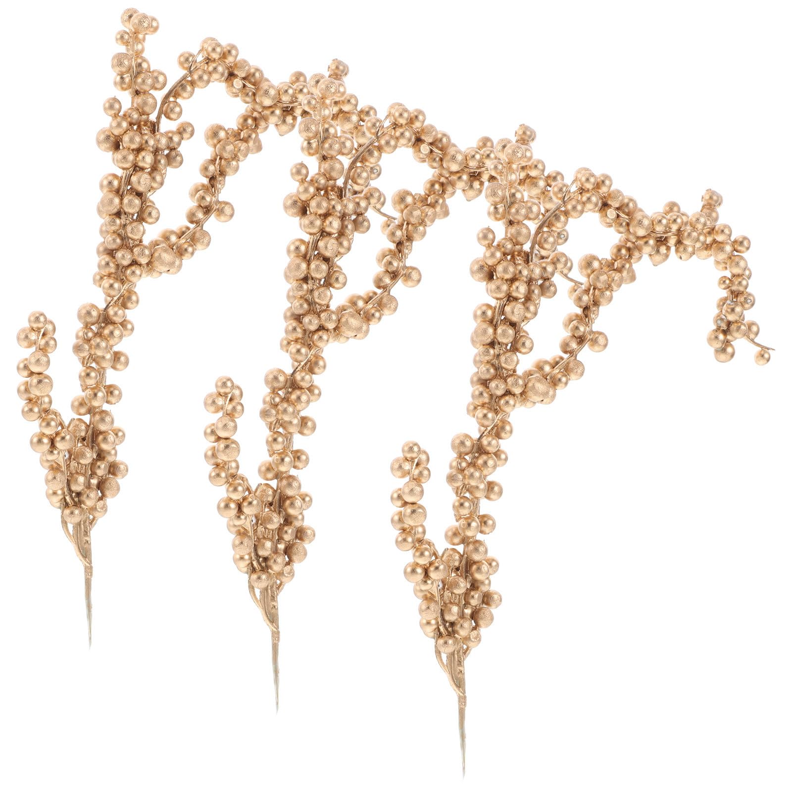 FOMIYES Lot de 3 Branches de Baies Artificielles Dorées Mousseuses, Décoration Noël Festive, Accessoires de Photographie et Ornement Floral Réaliste pour Maison et Fêtes