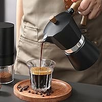 Vista 5 de MORDEN MS Olla Moka, cafetera espresso para estufa, cafetera italiana, cafeteras cubanas para estufa y cafetera de café expreso, color negro