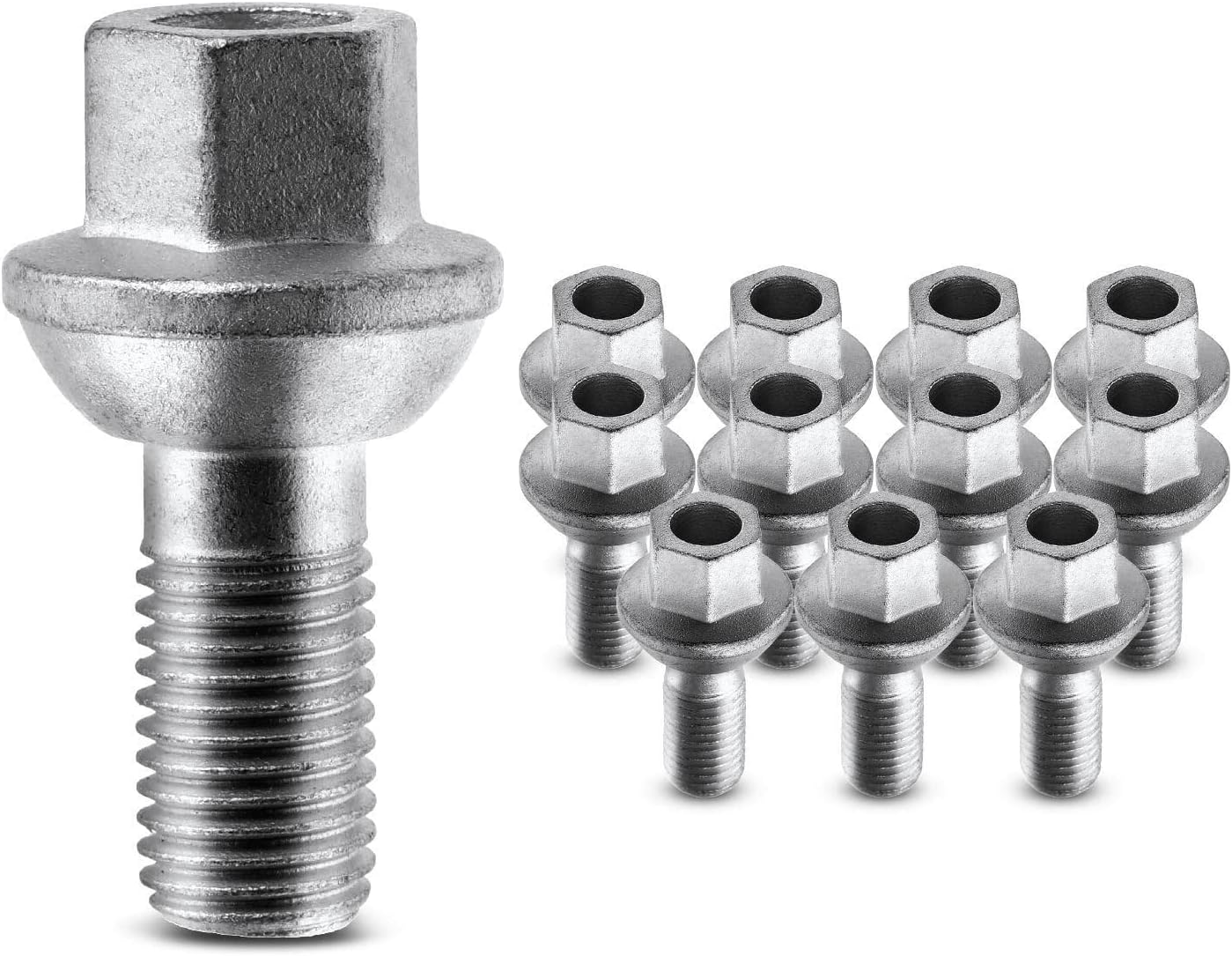 Replacement 12 Pieces M12-1.5 Front and Rear Wheel Lug Bolts Mechanics Choice for Benz Smart W451 Fortwo 2008-2016