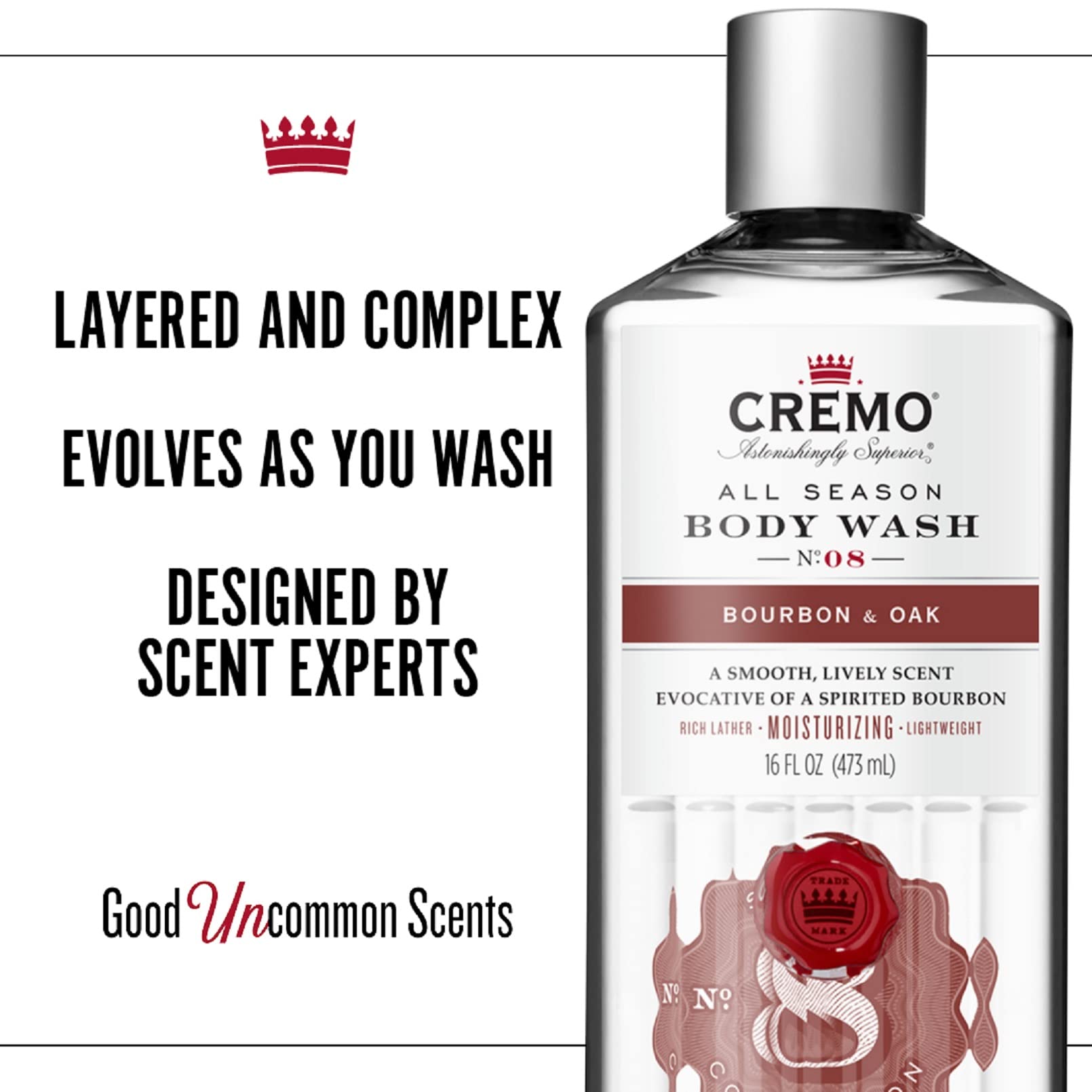 Buy Cremo RichLathering Bourbon & Oak Body Wash, A Sophisticated Blend