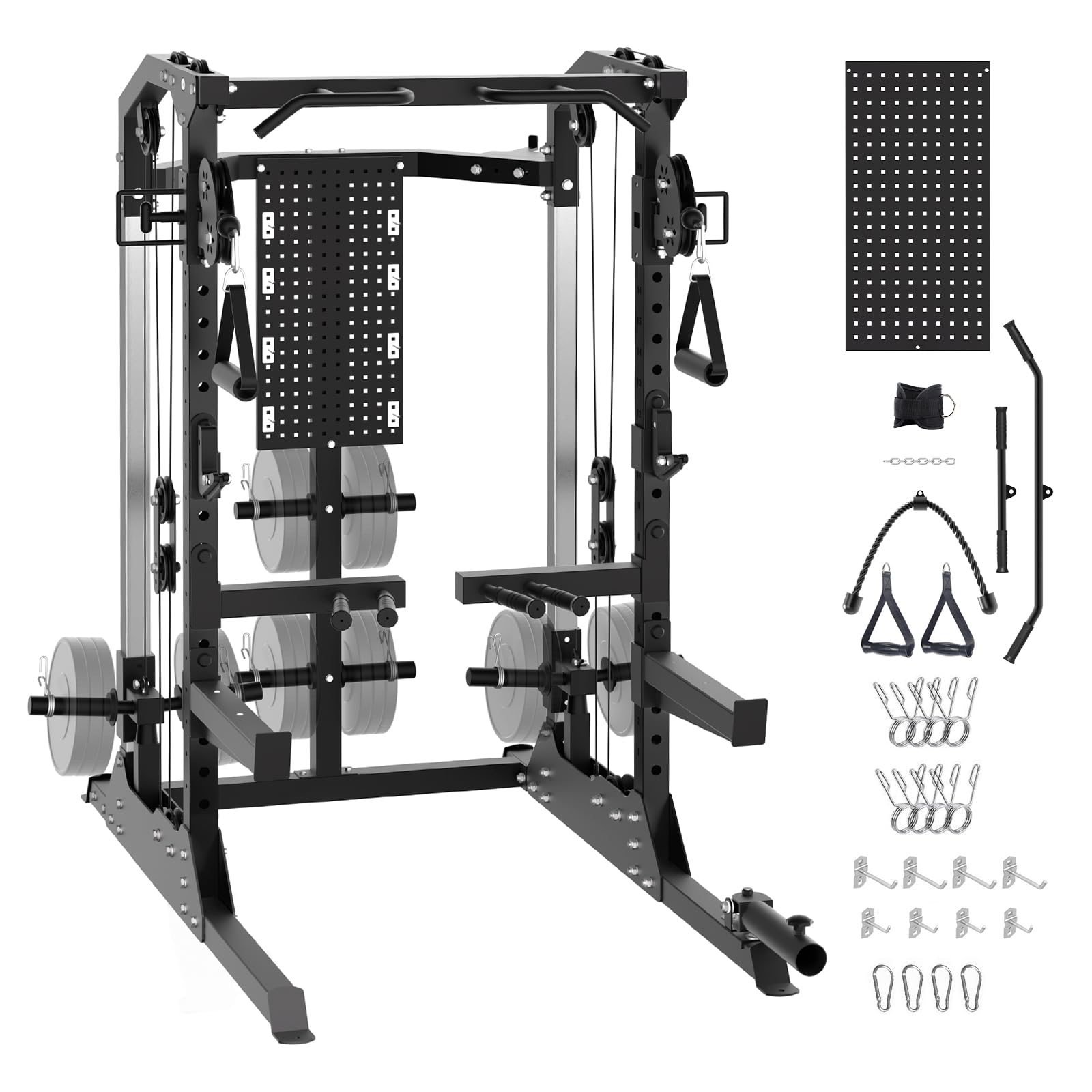 Photo 1 of ***UPDATED 6/20 PARTIAL SET *** Power Cage, 2000LB Power Rack with Independent Dual Pulley System, Multi-Function Home Gym Workout Machine for Stability & Strength Training