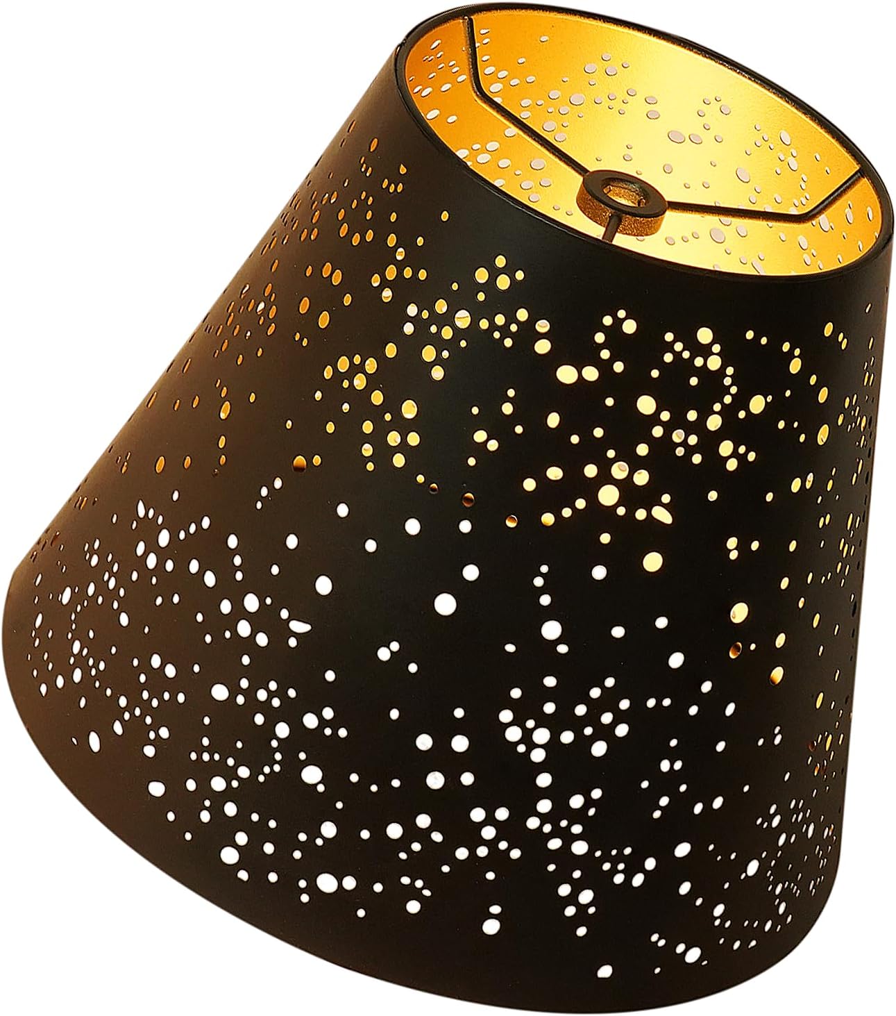 Small modern black gold lamp shades,metal boho scalloped lamp shade,Lamp shade replacement 5" top, 9" bottom, 7" high (Spider Fitter) lamp shades for table lamps and floor lamp,Unique Forest Etched