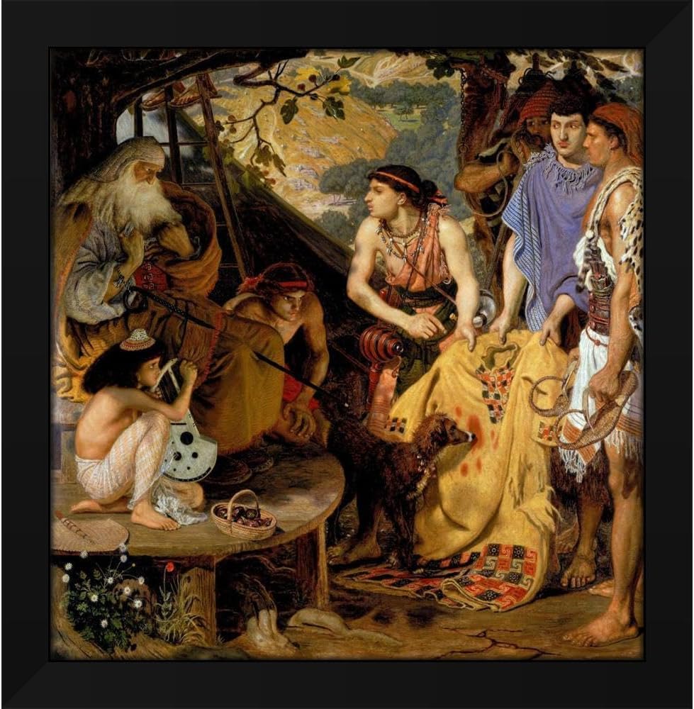 Ford Madox Brown 20x21 Black Modern Framed Art Print Titled: The Coat of Many Colours