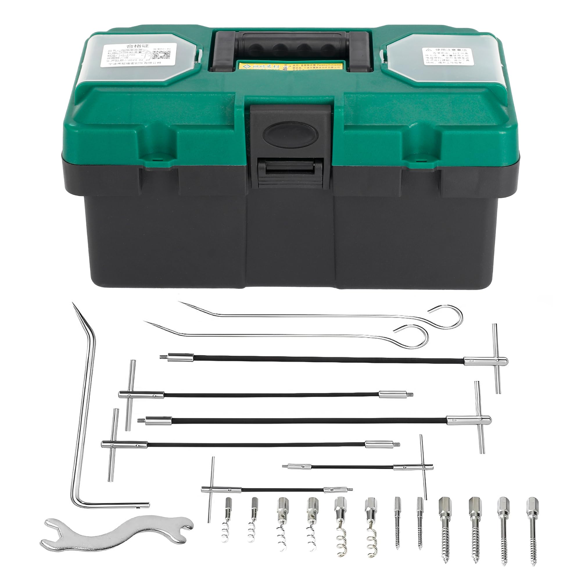 lukar 23pcs Packing Extractor, Pump Packing Puller Set, Packing Seal Puller, Stainless Steel Removable Tip, Flexible Packing Hook Extractor, Valve Packing Removal Tool with Toolbox