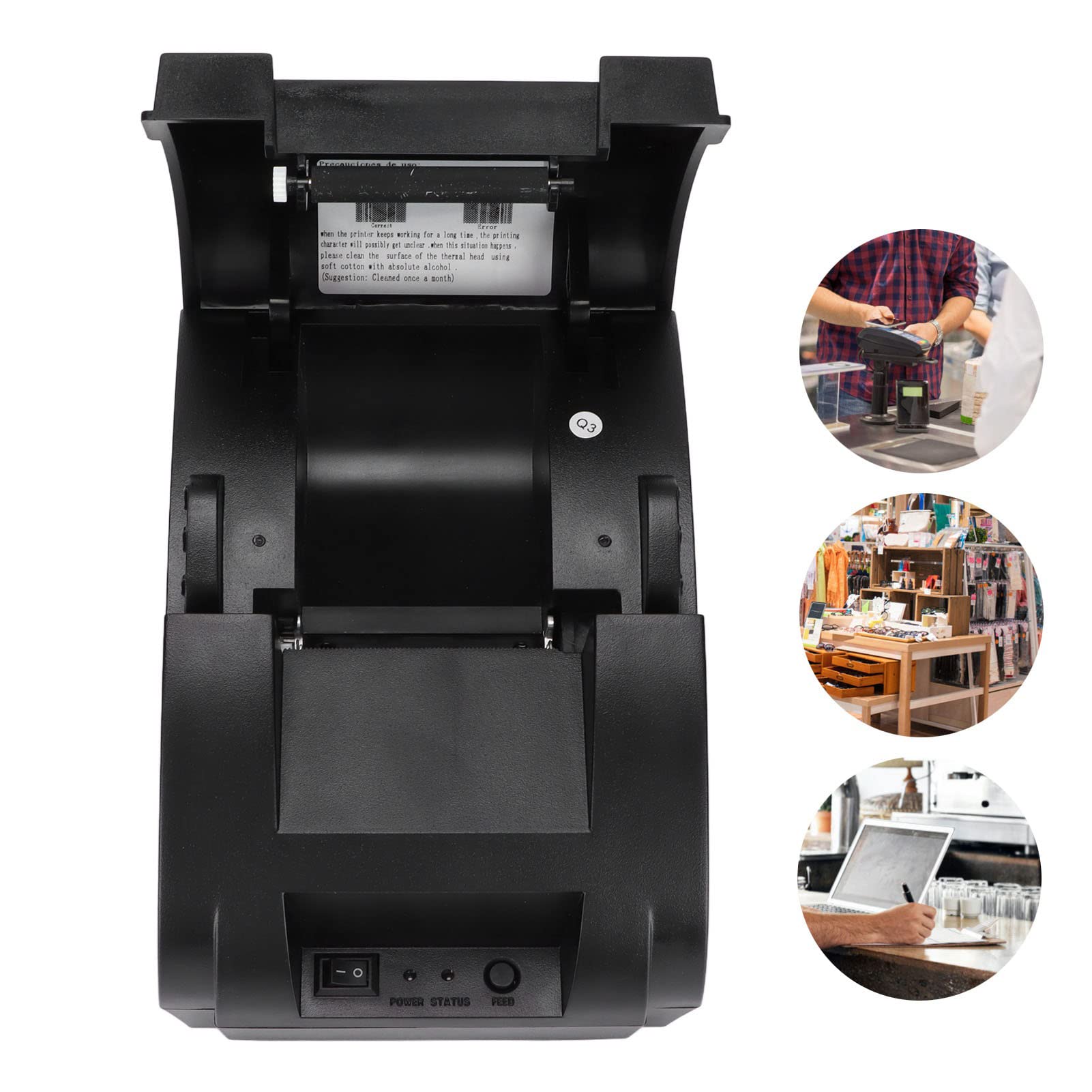 5890K 90mm/s Termiczna Drukarka Etykiet, 58mm Mini Drukarka Paragonów POS, Przenośna Przenośna Drukarka Termiczna, Osobista Drukarka Rachunków Zgodna z, OS, Systemem (Wtyczka UE)