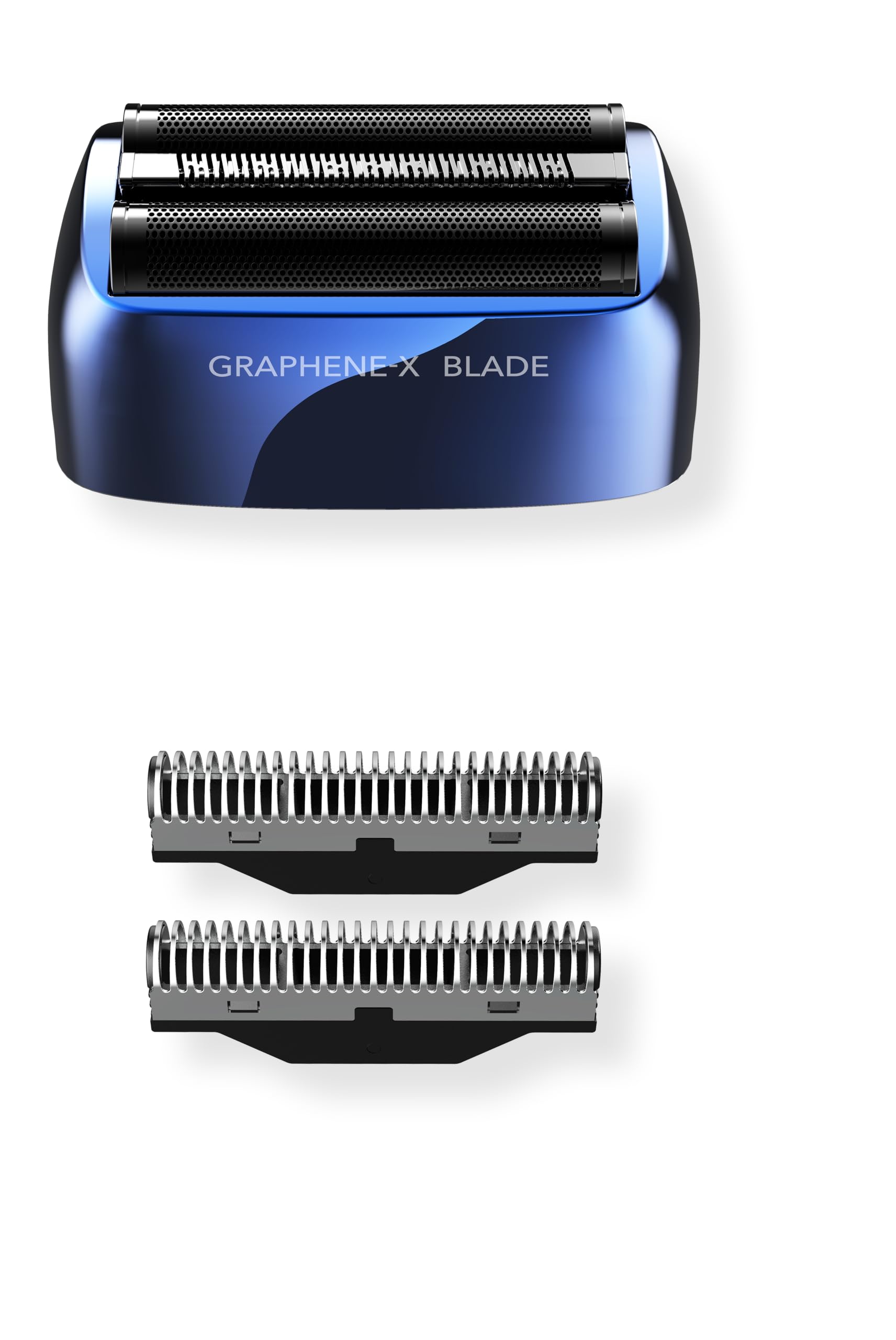 Blade & Stone™ Testina di ricambio per rasoio a lamina – Graphene-X™ Lamina e lama – Progettato per i rasoi Blade & Stone 501 Foil da uomo (grande testina di ricambio blu e lama)
