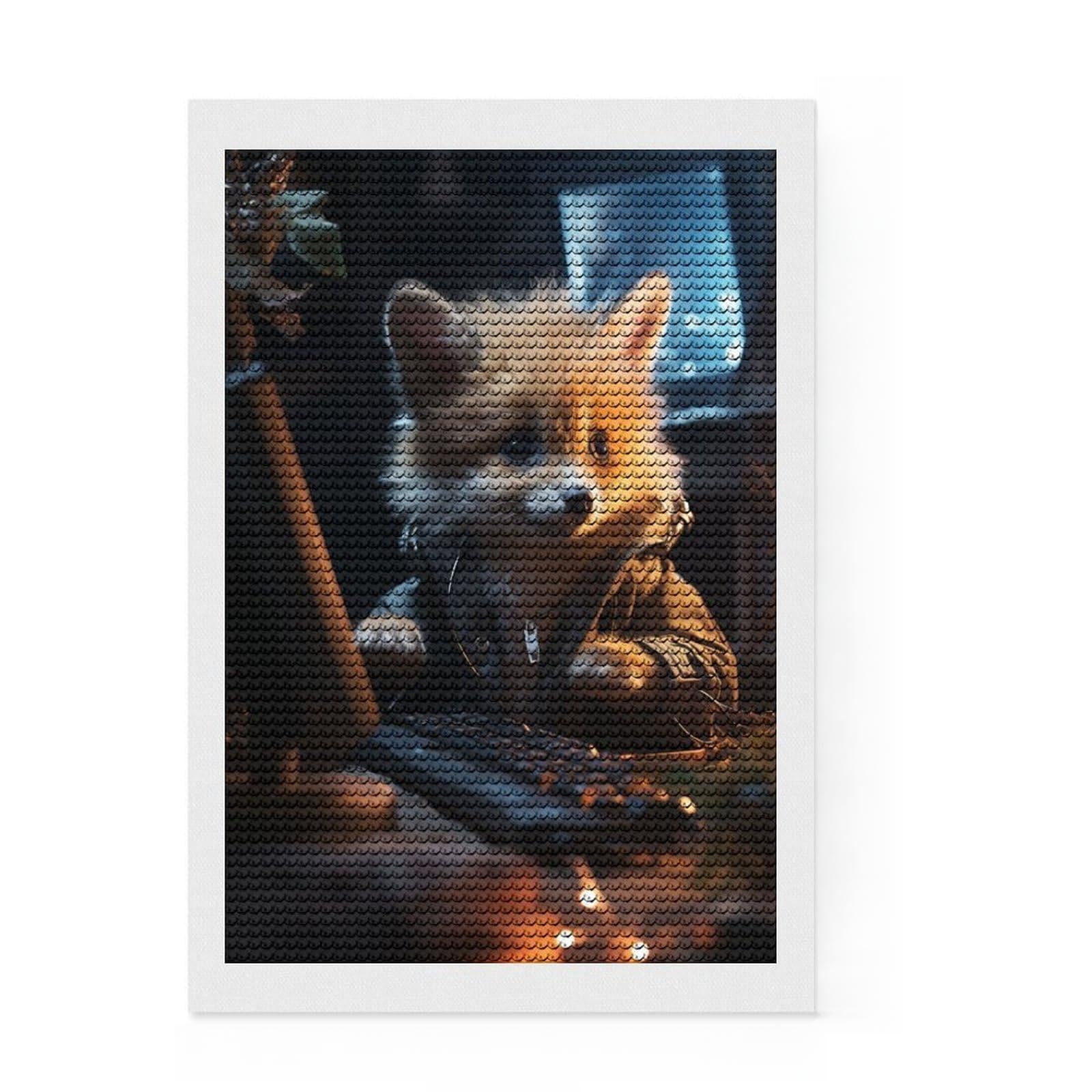 Junmoney Gamer Fox Crystal Diamond Art Kit 8"x12", Wall Art Gift, Aesthetic Room Decor, Modern Decor, Decorative Artwork