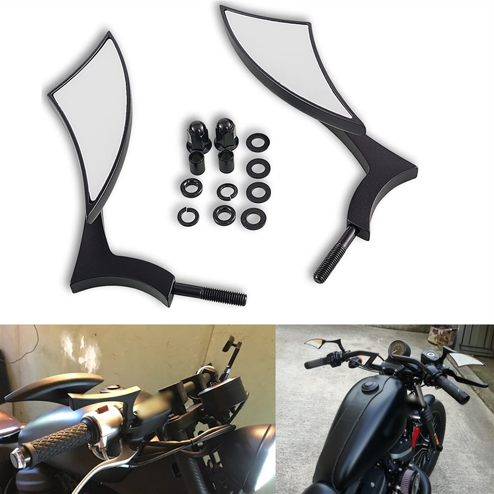 Specchietti M8 Universale Nero Moto Retrovisore Laterale Specchi Per H&onda Per Y&amaha Per Kawasaki Per Suzuki Per Harley Touring Cruiser Chopper Bobber (Color : Nero)
