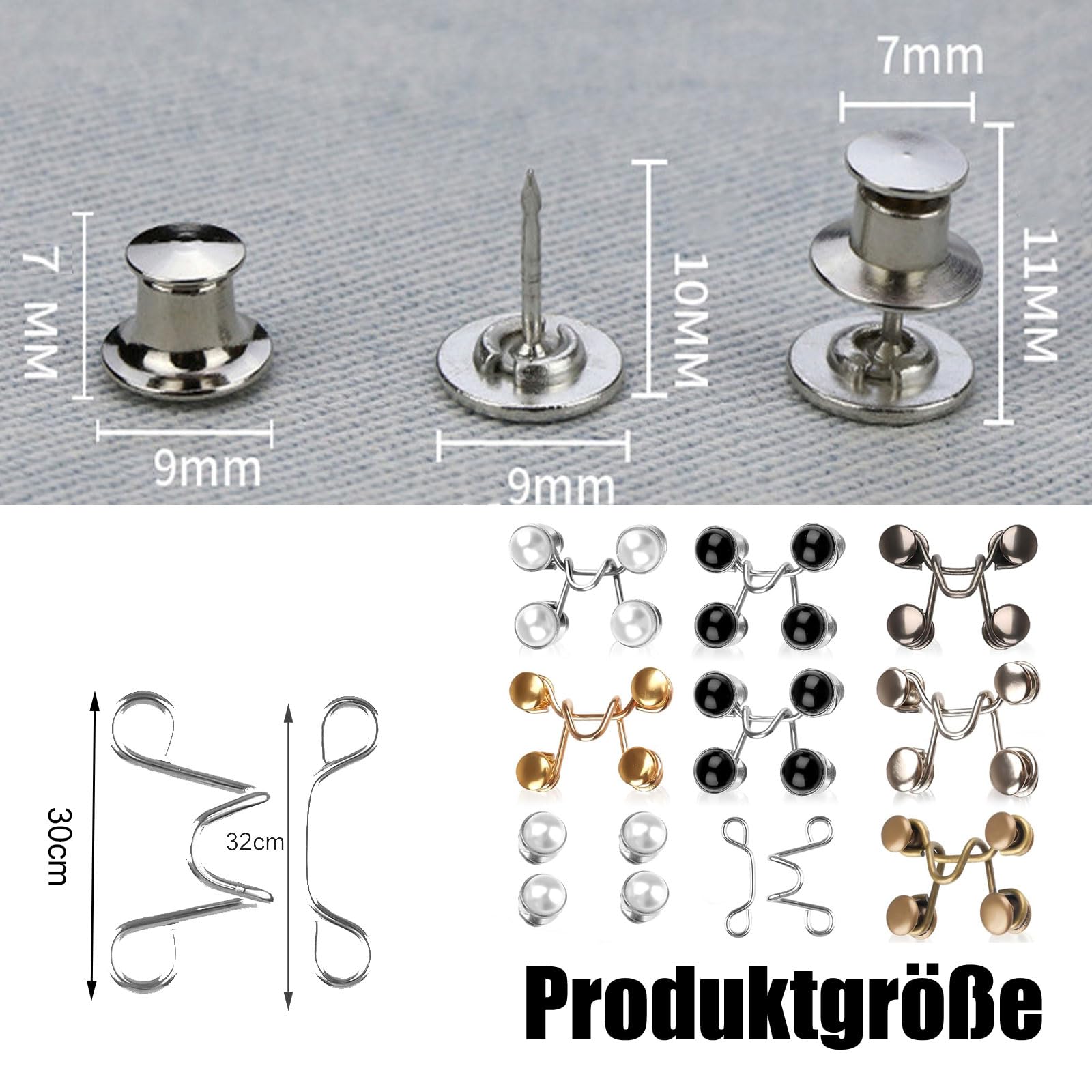 Produktbild von Knopf Für Hosen 8 Paare, Pearl Jean Knopfnadeln, Jeans Knöpfe Ohne