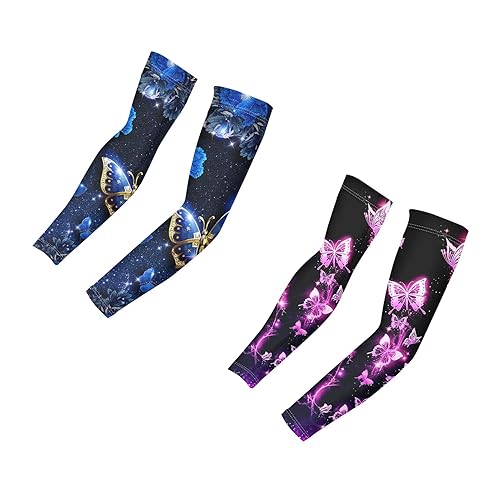 FOR U DESIGNS 2 pares de mangas deportivas para brazos para mujeres y hombres, manga de compresión de enfriamiento para brazos, Butterflies