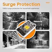 Vista 5 de Divisor de salida con protección contra sobretensiones 1080J, puerto USB C PD de 30 W para carga rápida, 4 tomas, 2 puertos de carga USB A y USB C