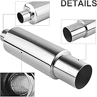 Vista 4 de EVIL ENERGY Punta de silenciador de escape de 2.5 pulgadas, entrada de 4 pulgadas, universal, para automóvil, con abrazadera de banda de escape