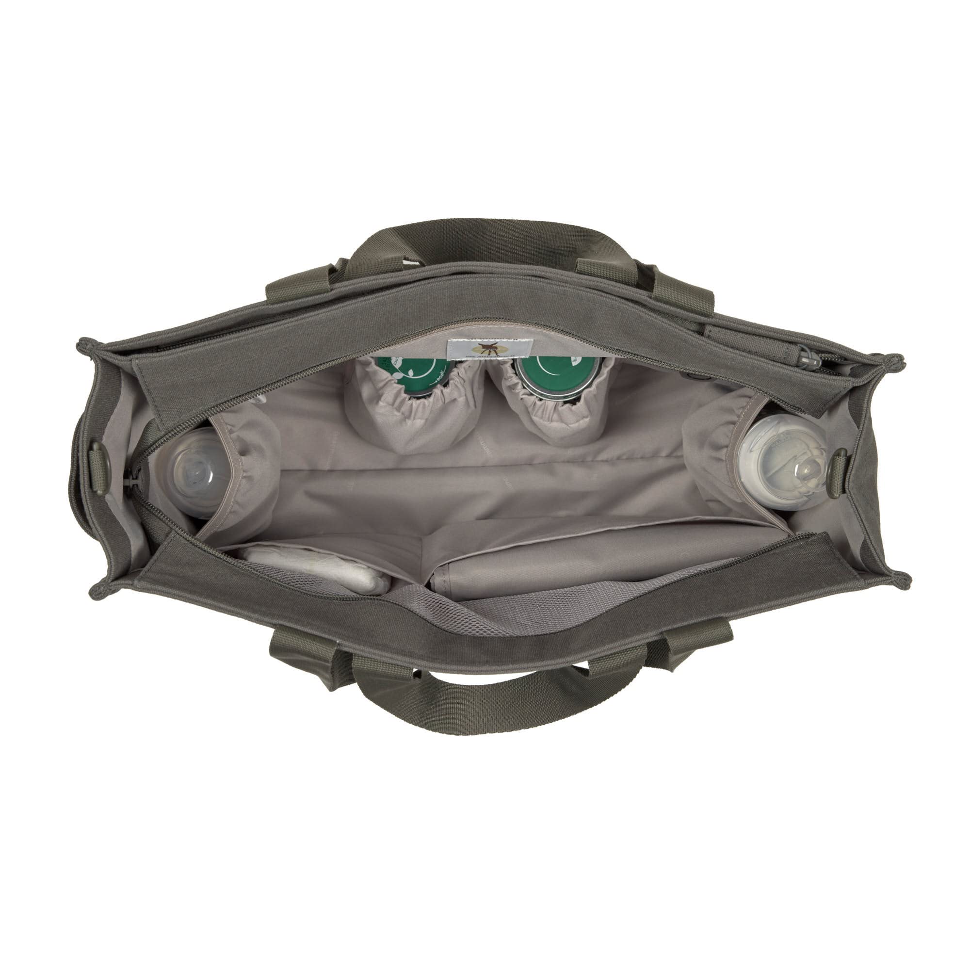 LÄSSIG Baby Wickeltasche mit Wickelunterlage, Kinderwagenbefestigung, nachhaltig produziert/GRE Tote Up Bag anthracite
