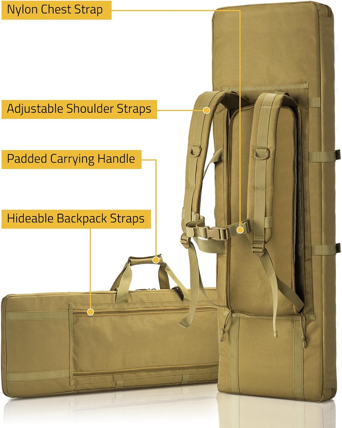 CVLIFE 36" 42" 46" Soft Rifle Case Double Long Gun Bag,with Lockable Zipper and Backpack Strap,Rifle Backpack Rifle Bag Gun Case for Outdoor Hunting Shooting Range - Image 5