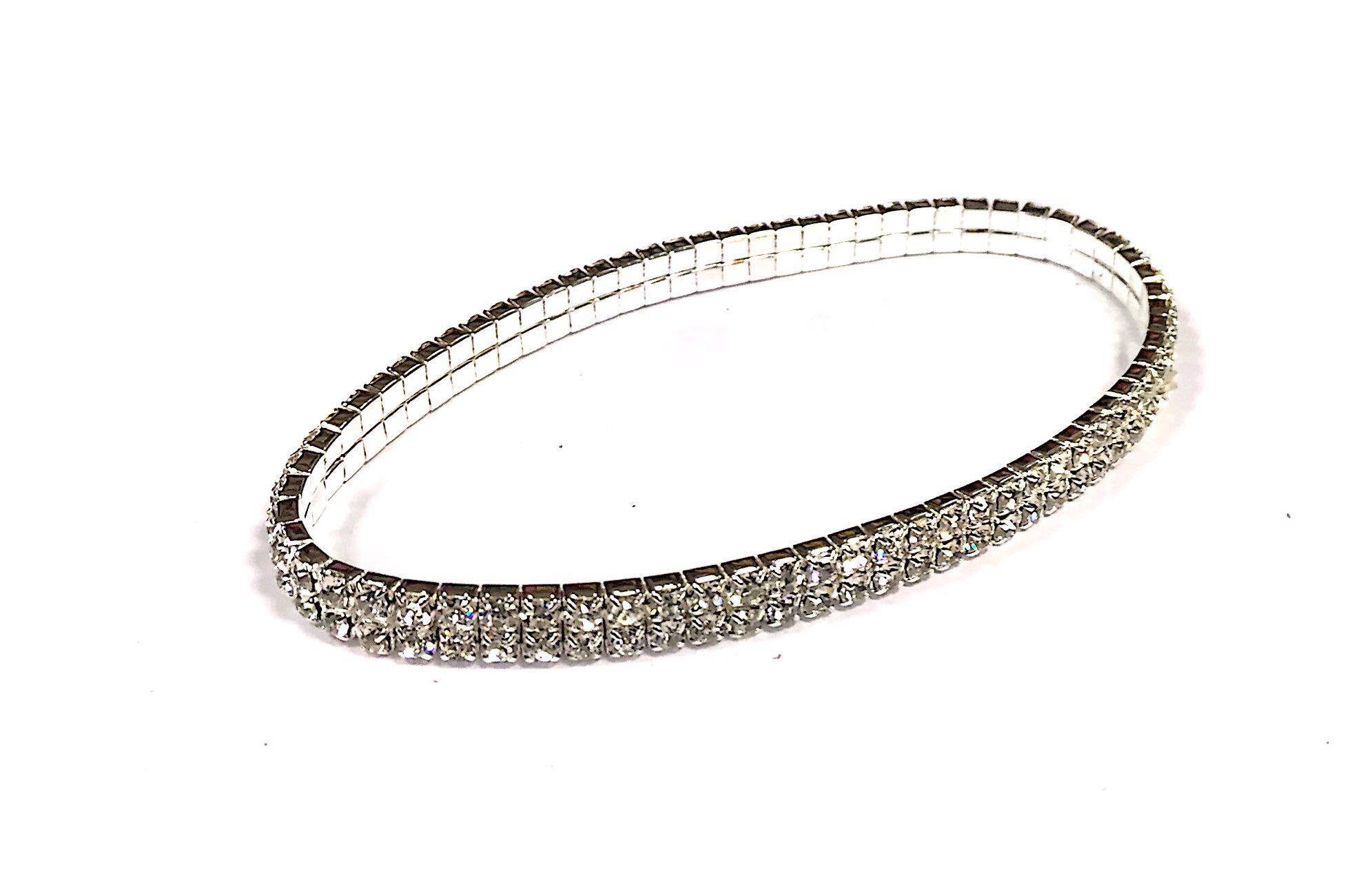 Tr.od Girls 2 Layer Stretchable Elastic Full Rhinestone Anklet Ankle Foot Jewelry Barefoot Bracelet Bangle