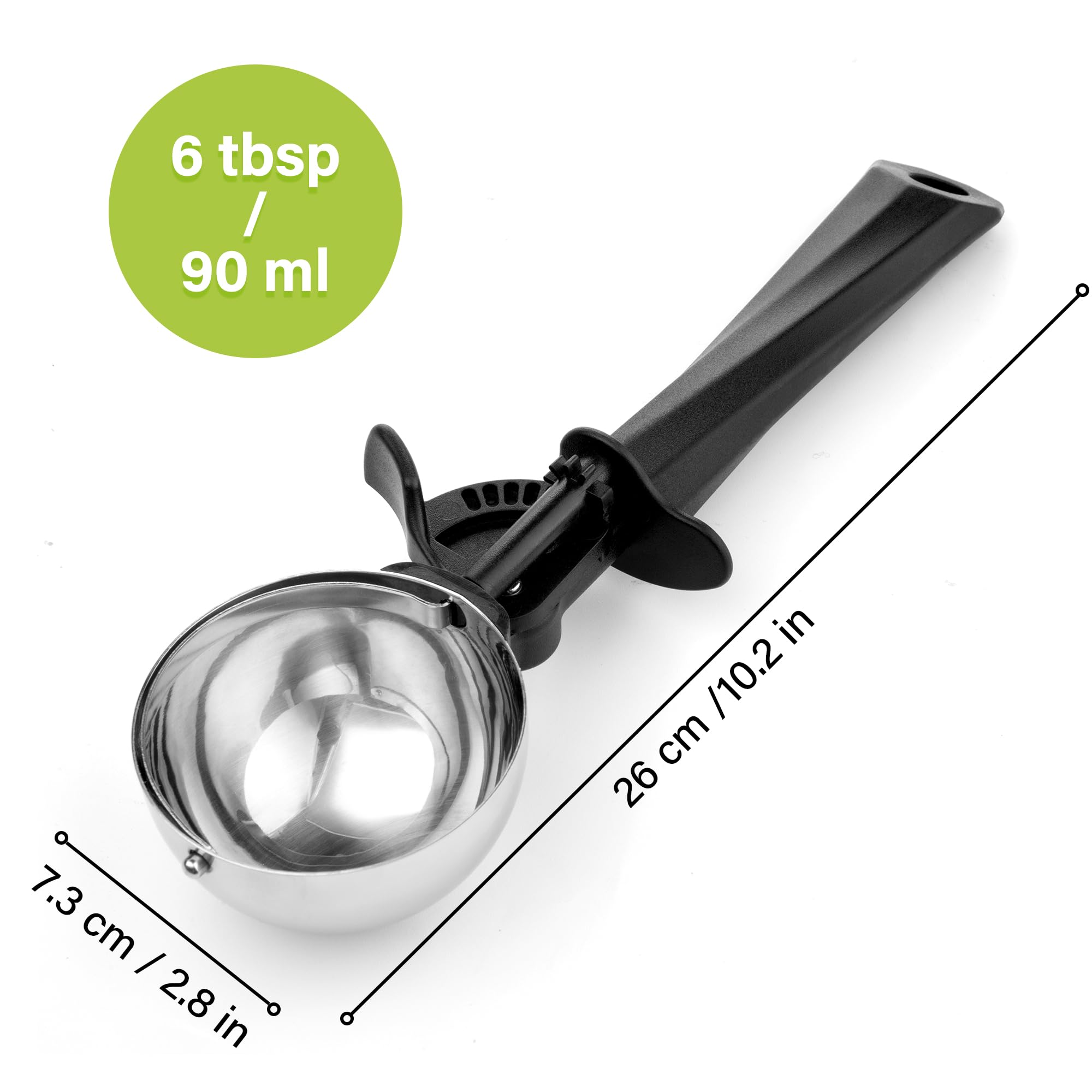 Porzionatore per Gelato in Acciaio Inox 90 ml con Grilletto Impugnatura Ergonomica