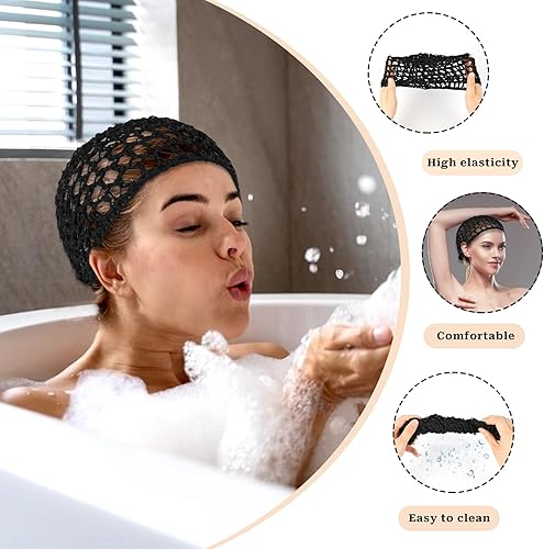Miniatura 4 de Mozeat Lens Paquete de 3 redes para el cabello para dormir, malla de ganchillo, red de pelo de rayón