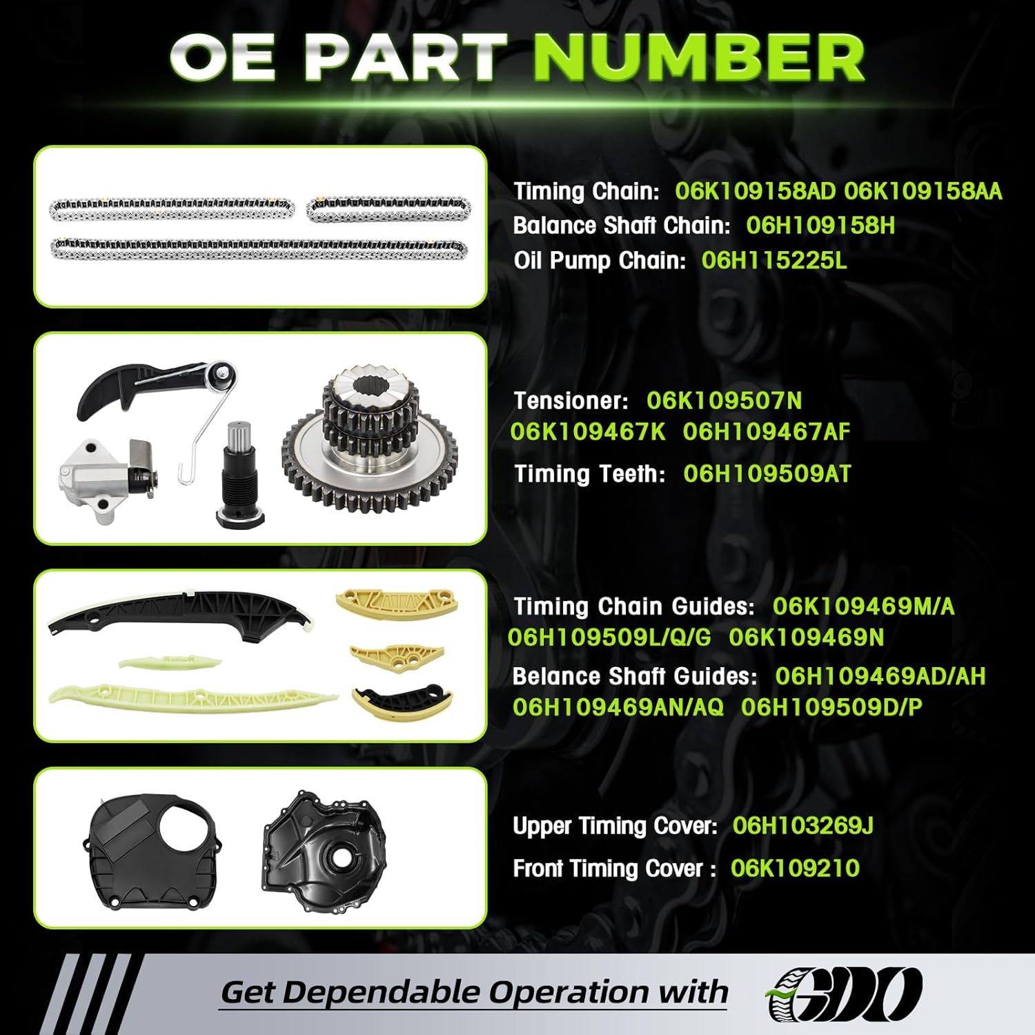Audi Q5 2.0T Timing Chain Kit With EA888 Valve Cover Gasket For Fits 2008-2017 Audi Q5 A4 A5 A6 1.8T 2.0T, 2006-2017 Volkswagen Jetta Tiguan Passat,Replace#06H103269H Kit De Cadena De Tiempo De