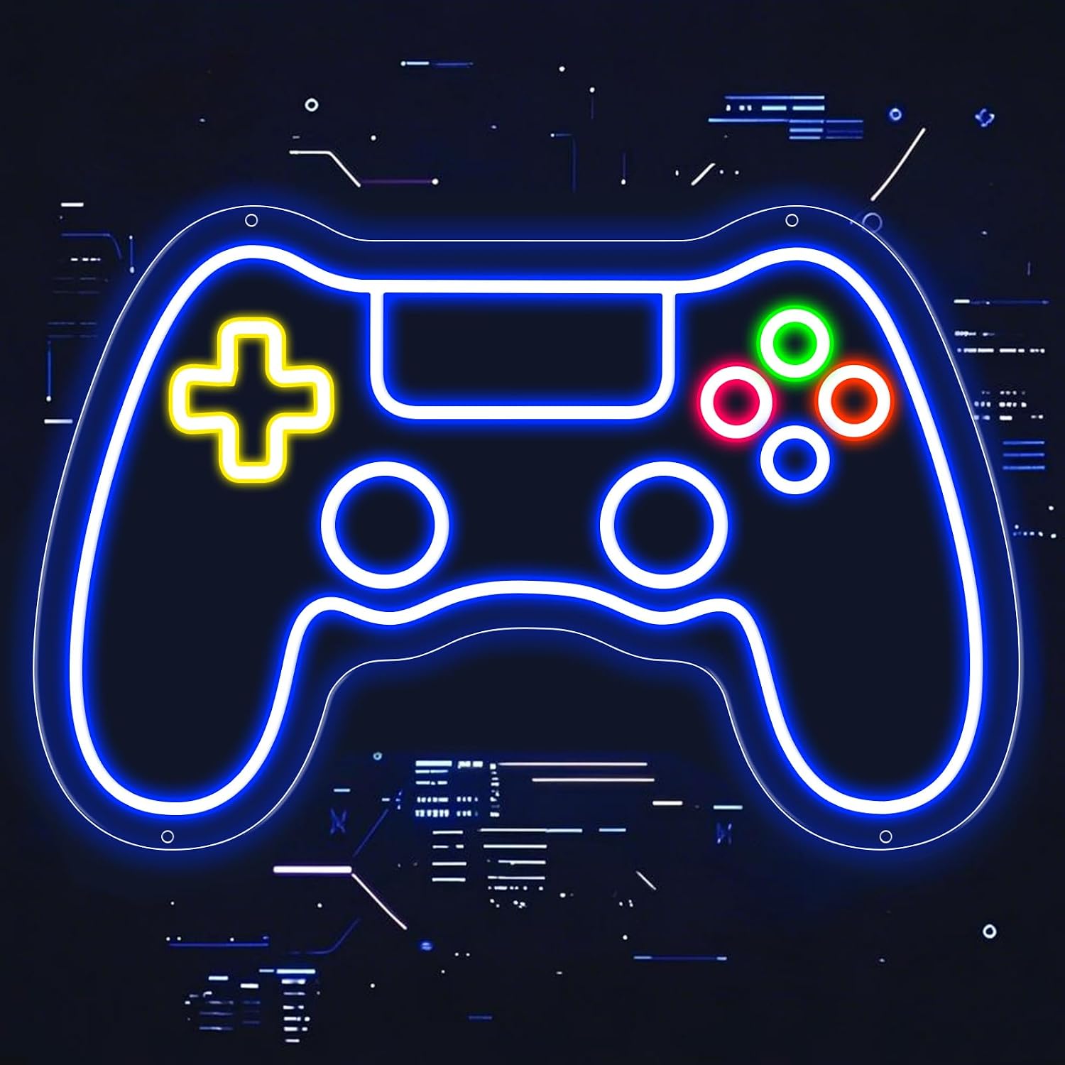 Gamer Neon Sign Game-pad Shaped LED Neon Light for Wall and Room Decor, USB Dimmable Powered LED Signs for Gamer Bedroom, Man Cave,Birthday Christmas Gift (Yellow Direction Key)