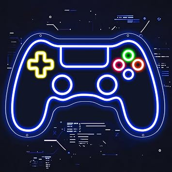 Gamer Neon Sign Game-pad Shaped LED Neon Light for Wall and Room Decor, USB Dimmable Powered LED Signs for Gamer Bedroom, Man Cave,Birthday Christmas Gift Yellow Direction Key