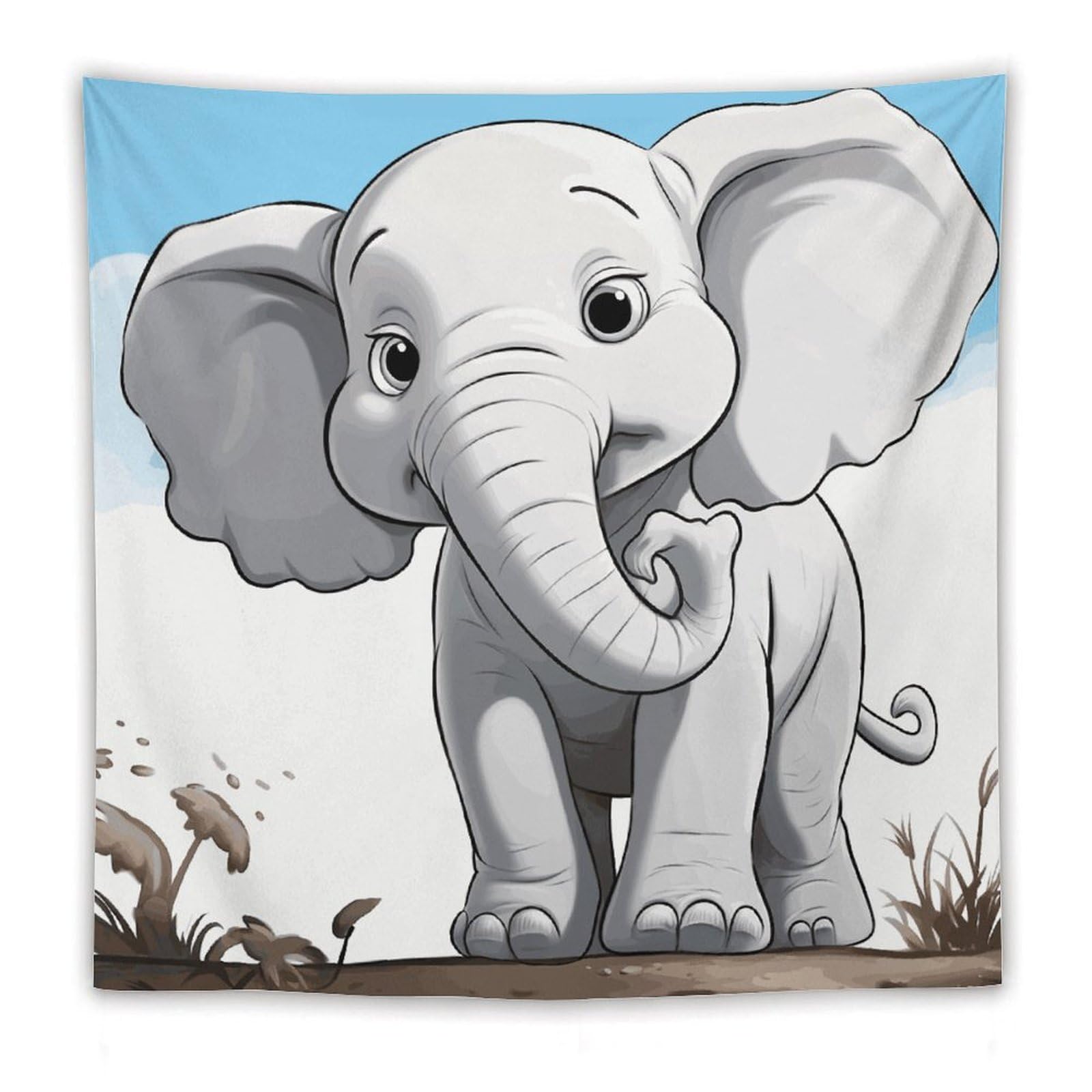 LDGSUPH White Elephant Tapestry Wall Hanging Decor Anti-fading Aesthetic Wall Tapestries Fashion Wall Blanket Decor Modern Wall Art Tapestry for Bedroom Home Decor 60"x60"