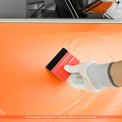 Miniatura 2 de EHDIS 10 espátulas de vinilo con borde de fieltro de 4 pulgadas, raspador de vinilo para automóvil, herramienta de tinte de ventana con borde de