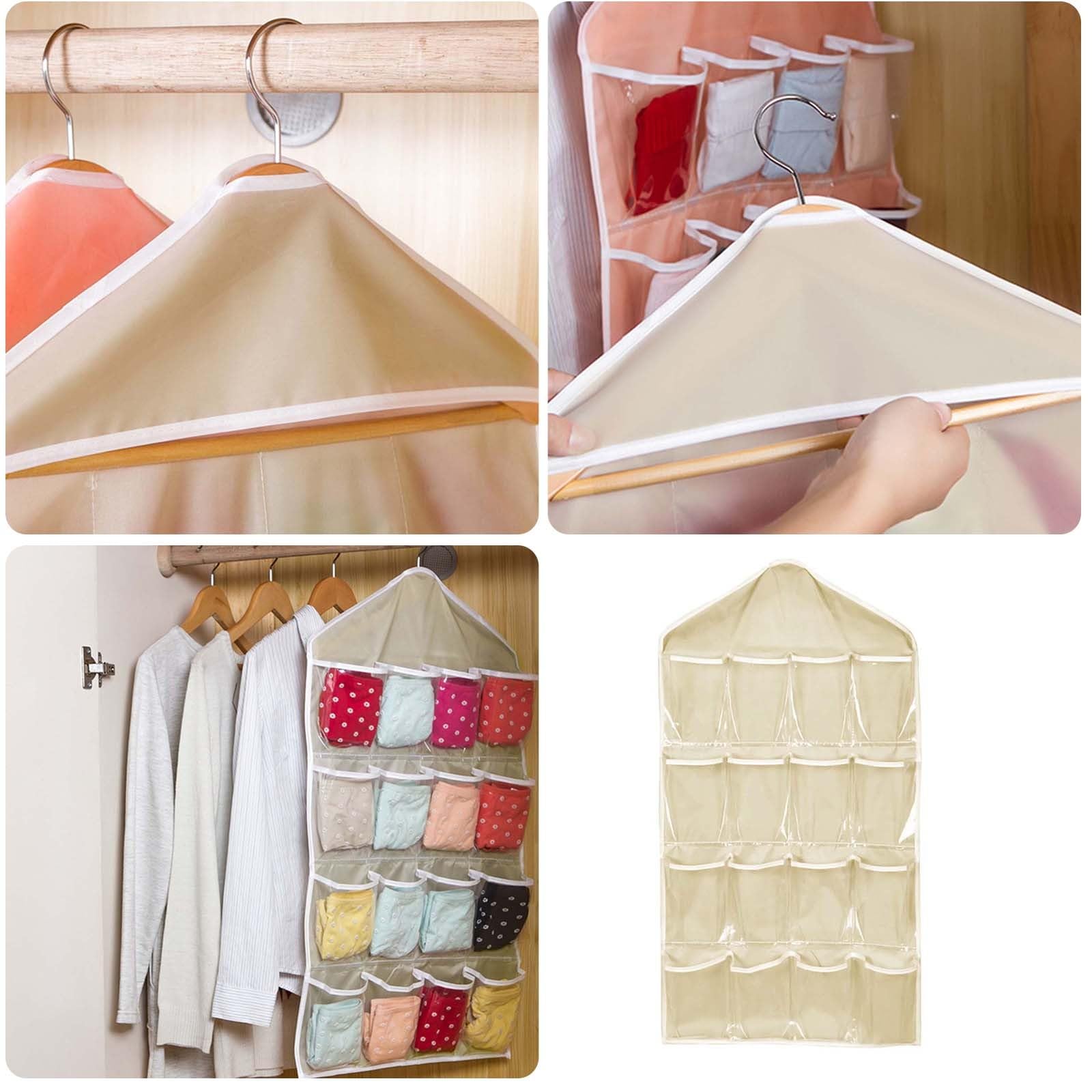 Organizador de zapatos para colgar sobre la puerta con 16 bolsillos para almacenamiento en el armario, bolsa colgante transparente para tacones altos, tenis, sandalias, beige, talla única