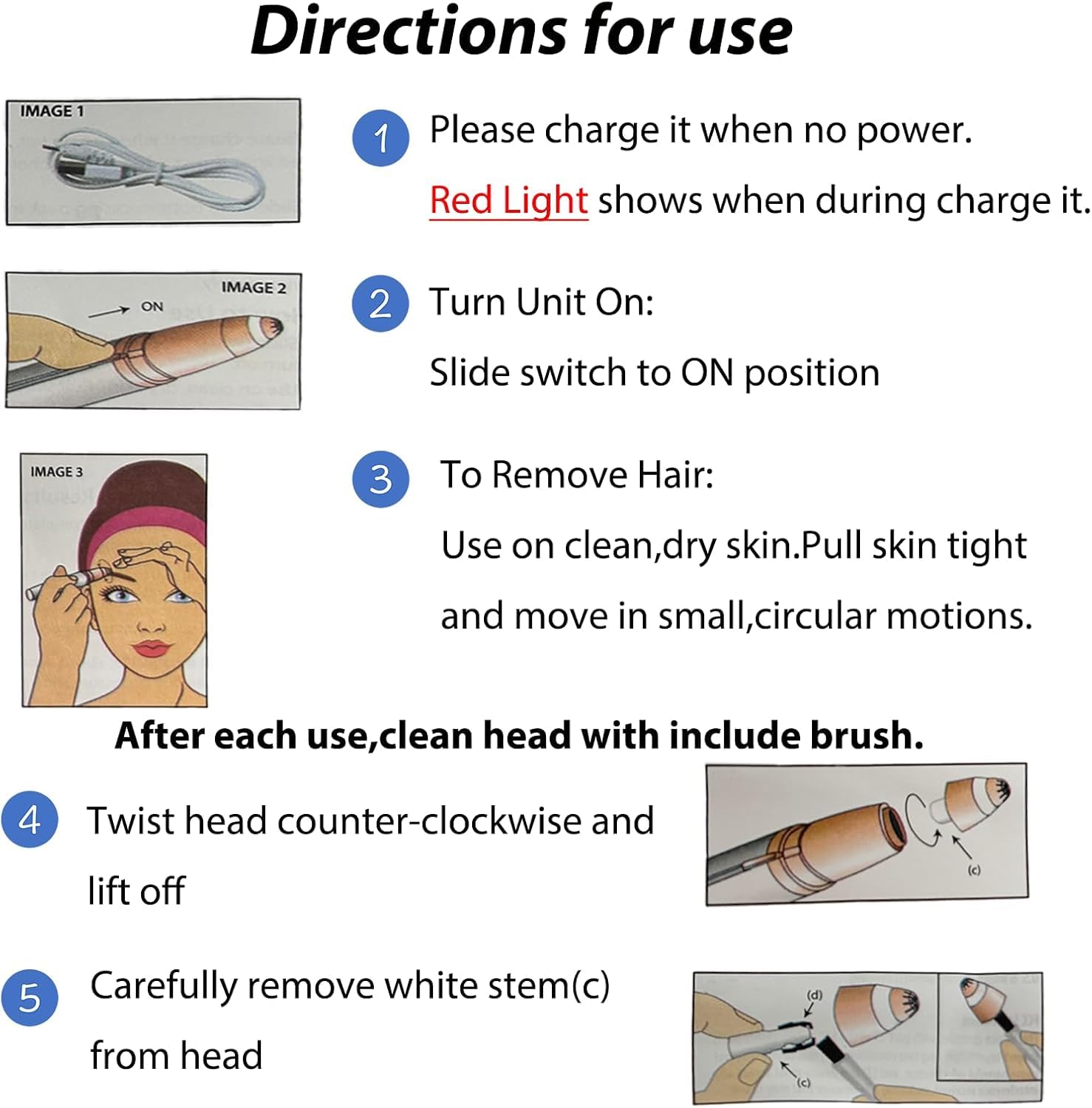 Penna trimmer elettrica ricaricabile USB per sopracciglia, rimuovi peli indolore e preciso, strumento sicuro per viso, gambe, labbra, ascelle e mani (Bianco)