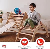 Vista 3 de Wood And Hearts Juego de Triángulos de Tres Piezas Juguetes de Madera Triángulo de Escalada Montessori Juguetes de Escalada para Niños Pequeños