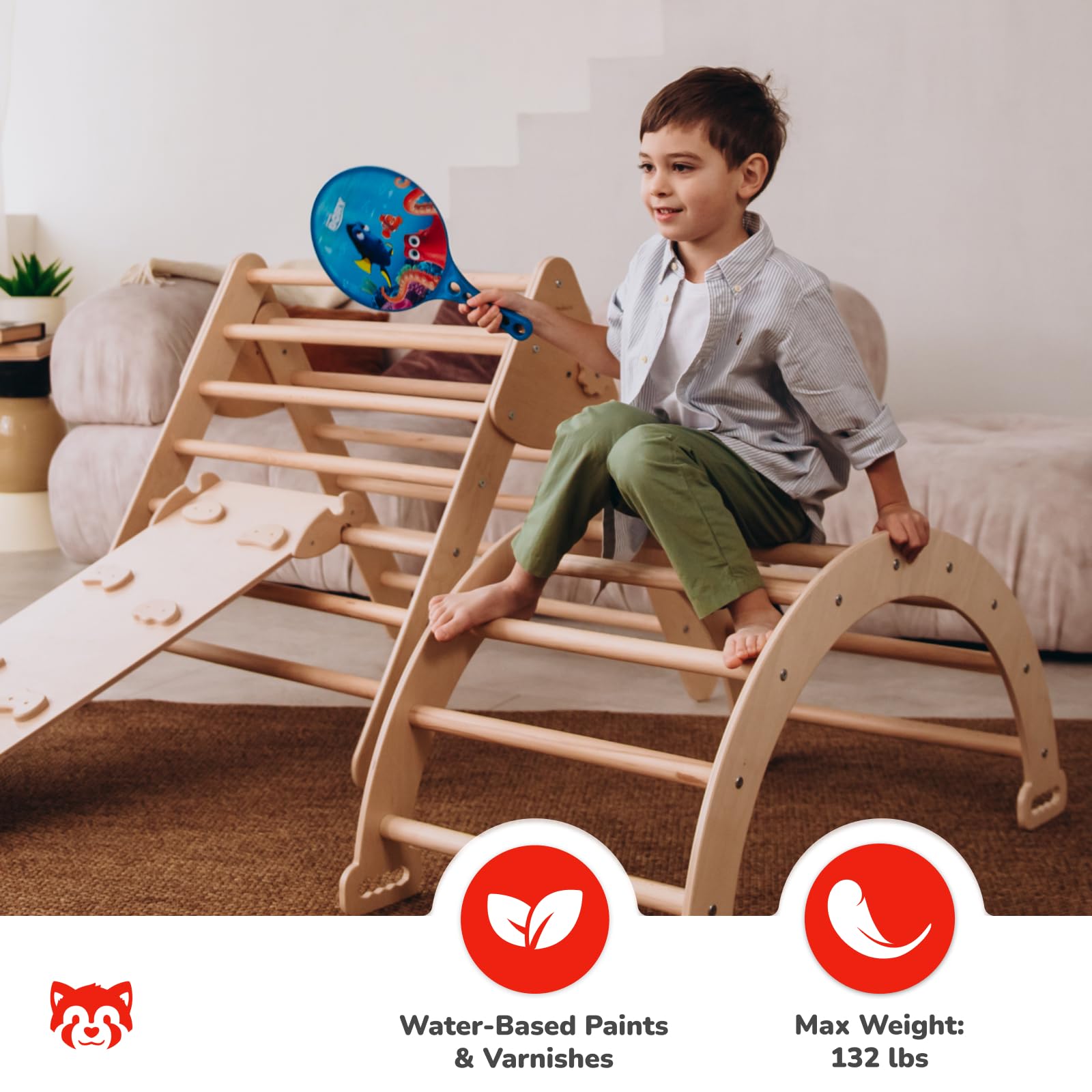 Montessori Climbing Set for Kids Ages 28:Triangle Arch and Ramp | 3in1 Montessori Set Activity Gym for Toddlers product thumbnail 5