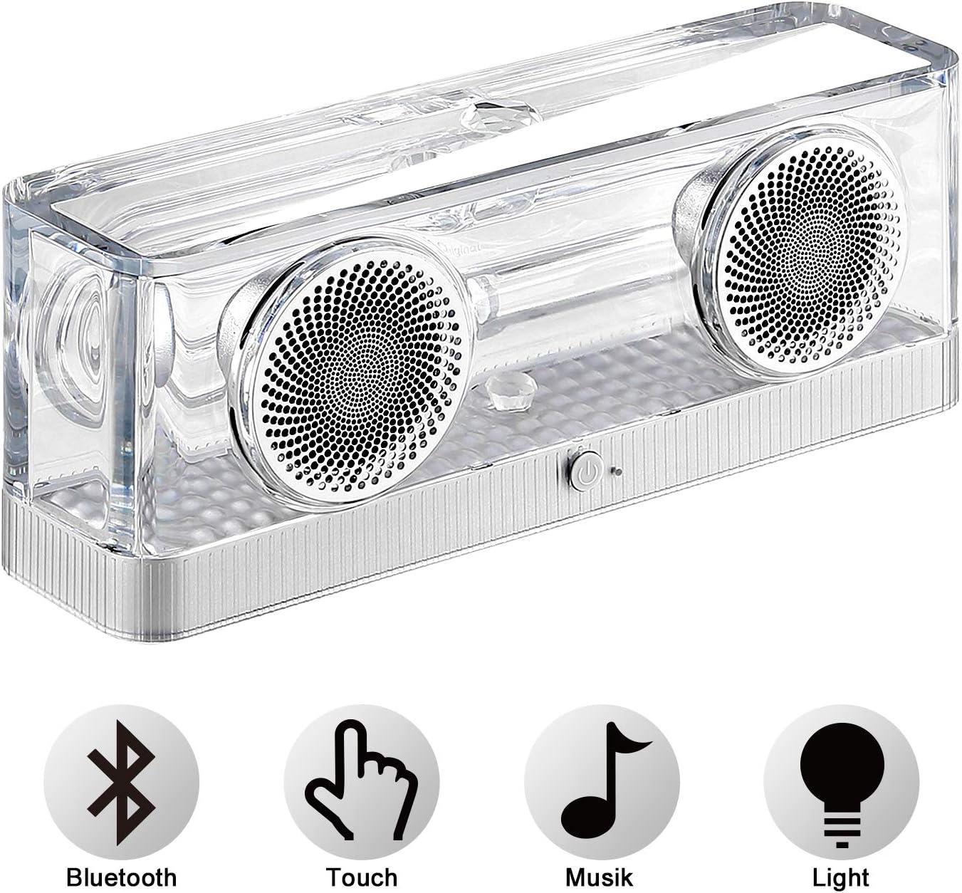 Bluetooth Speaker Crystal Sound Box, 10Hours Playtime, Echo Tube Noise-Elimination Design, Works with iPhone, iPad, Samsung, Nexus, HTC, Laptops and More