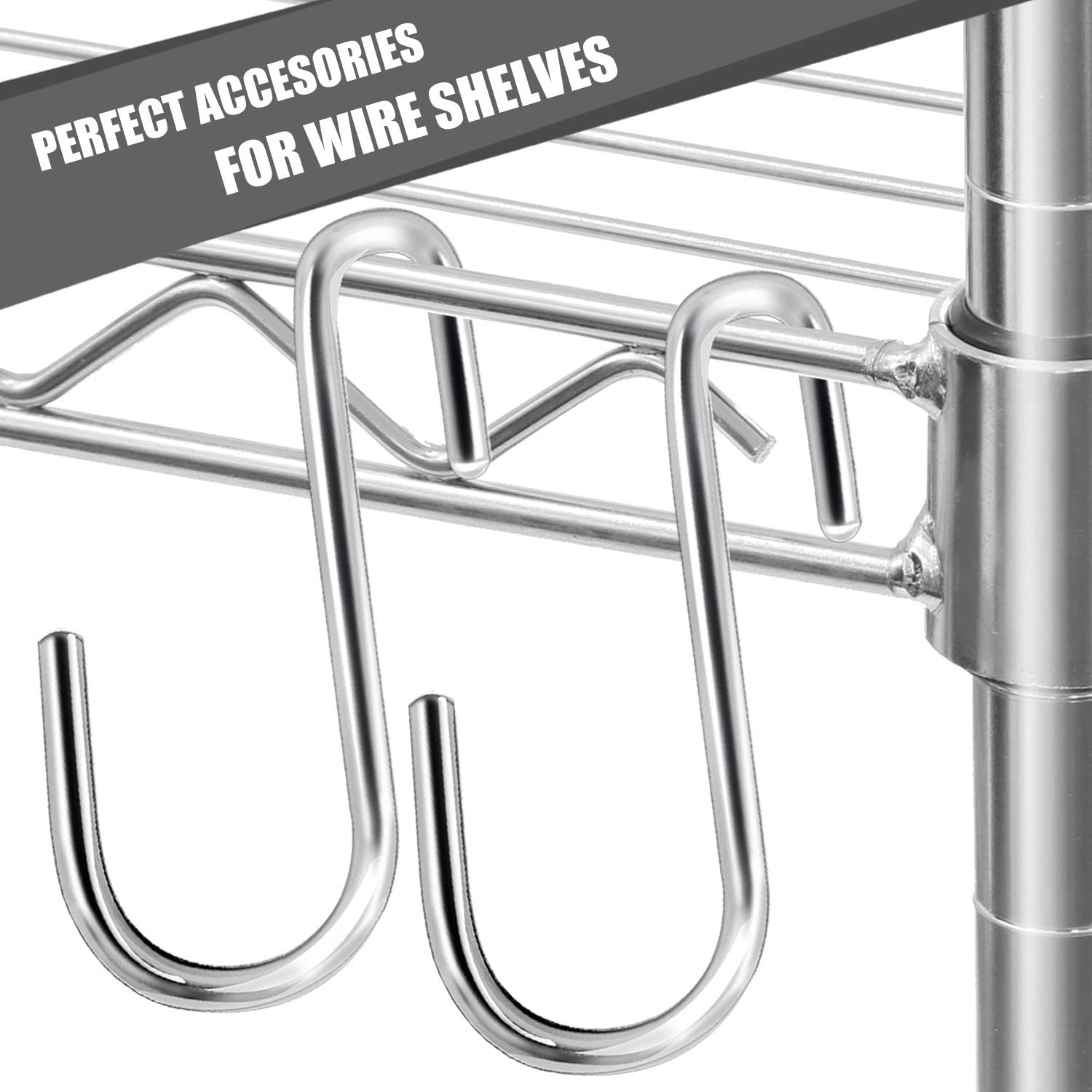 HiGift 30 Pack S Hooks for Closet Organization - Heavy Duty Wire Shelf Hooks, Jewelry Hooks, Hanging Plants, Pots and Pans, Home Storage