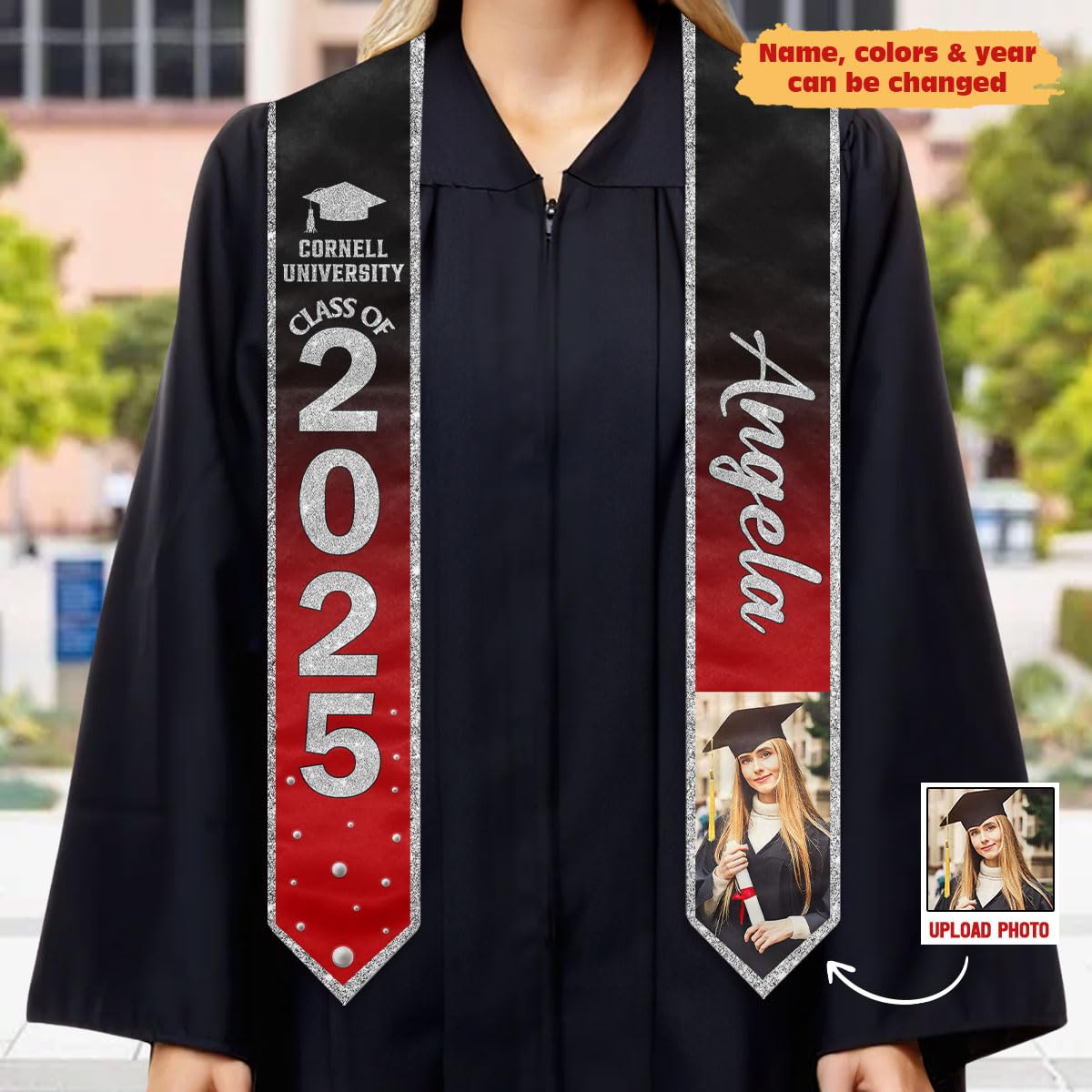 Wrappiness Personalized Graduation Stole - Custom Class of 2025 Graduation Sash with Photo, Stole for Graduation Ceremony (G01)