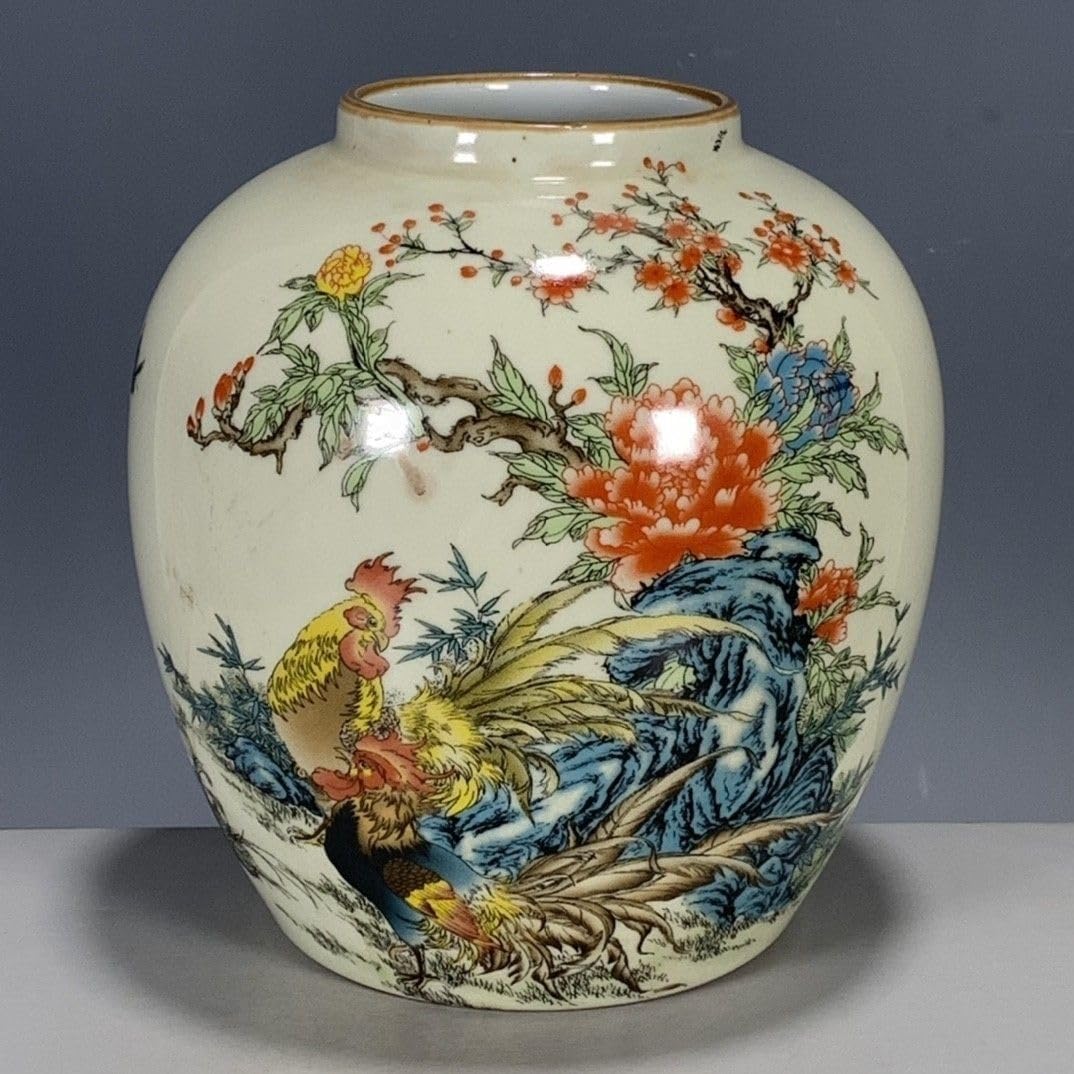 Bzgpmfud One Color Vase Desktop Classical Porcelain Made In The Guangxu Year Of Qing Dynasty Pastel Rooster Wealthy And Lucky Jar Office Decoration