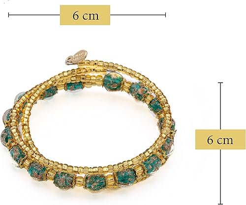 Miniatura 3 de Sospiri Venezia Pulsera de mujer con 16 cuentas de cristal de diámetro de 0.315in, pulsera original de cristal de Murano, idea de regalo hecha en