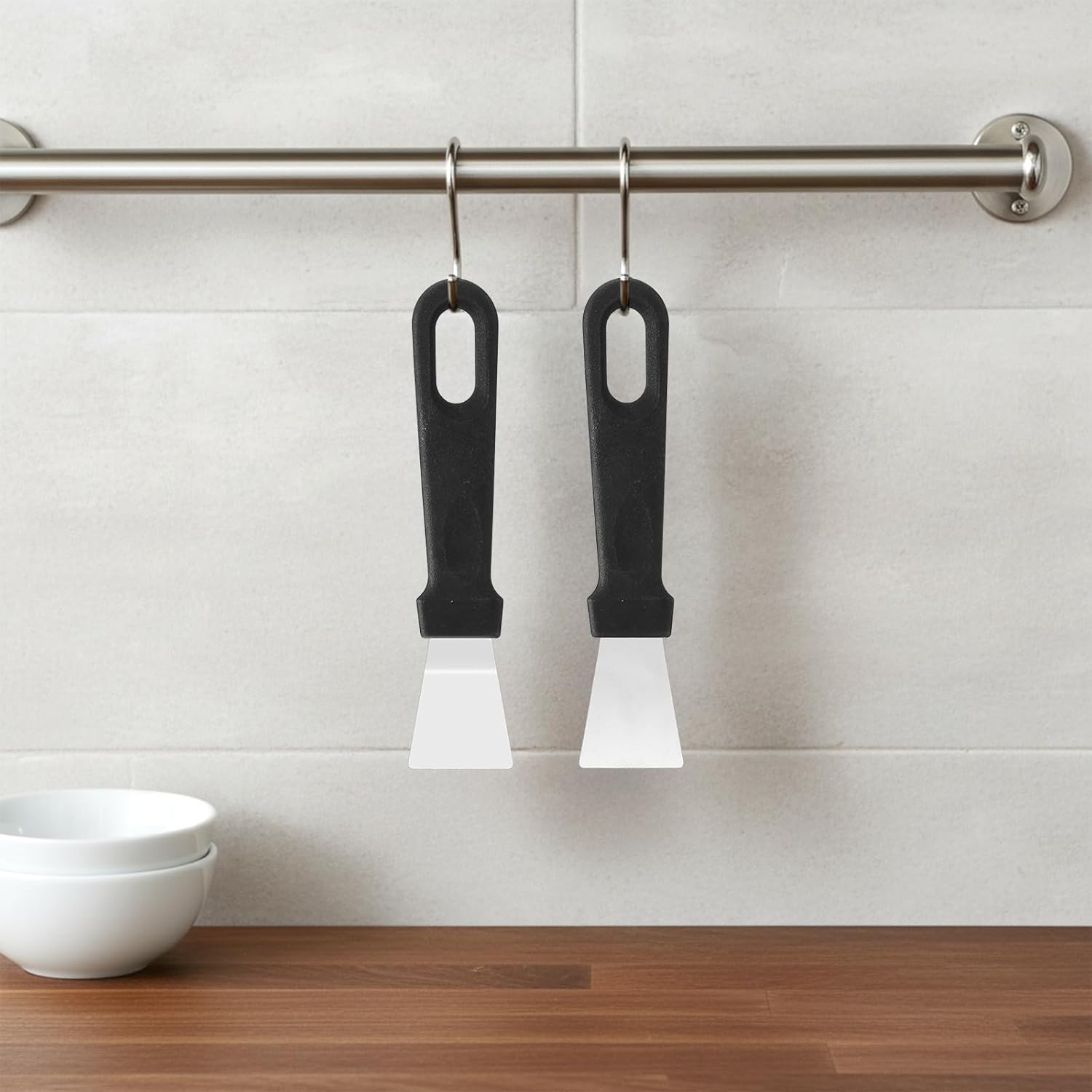 2 PCS Stainless Steel Metal Scraper Tool Griddle Stove Scraper Tool Non Scratch Small Grill Scrapers Window Glass Kitchen Cleaning Scrapers for Ovens Stoves Paint Cooktop