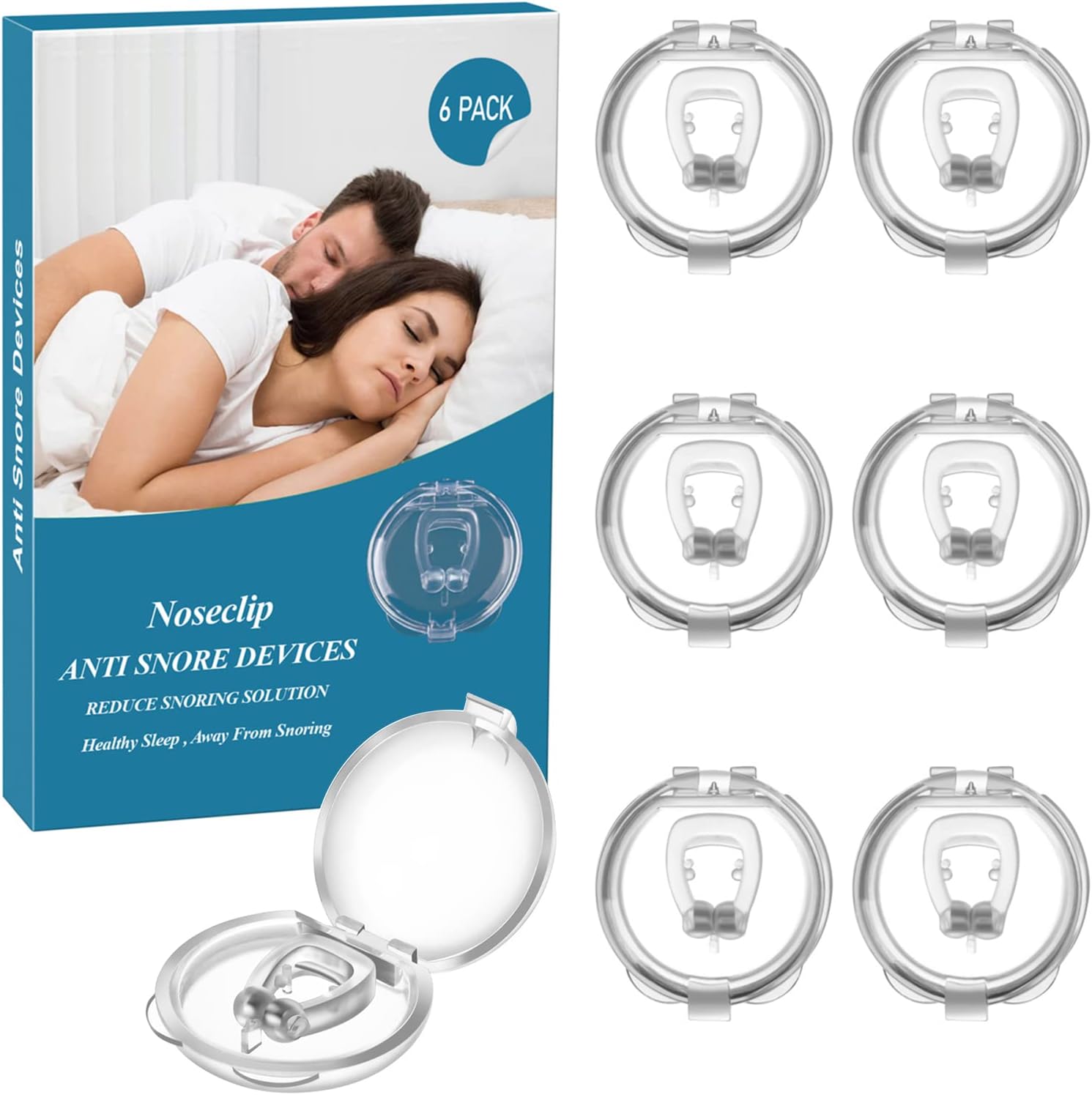 Anti Snoring Devices - Silicone Magnetic Anti Snoring Nose Clip, Snoring Solution - Comfortable and Effective to Stop Snoring 6 Pcs