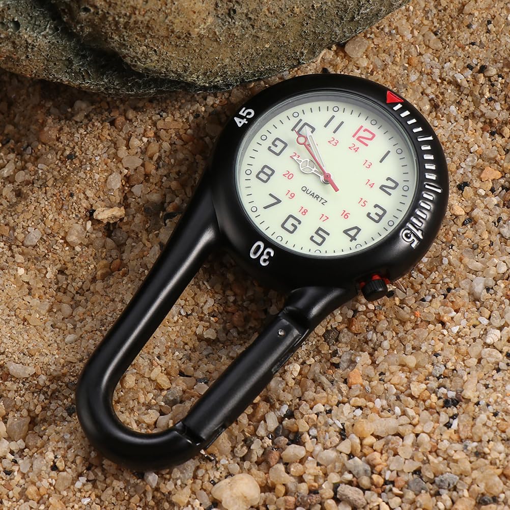 BESPORTBLE 2-Teilige Clip-On-Uhr Quarzuhr Karabineruhr Gürtel Fob Uhr Glow-In-The-Dark-Taschenuhr mit Fluoreszierendem Zifferblatt für Outdoor-Sportklettern