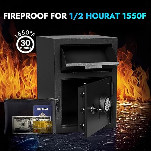 Miniatura 3 de Caja fuerte comercial ignífuga de 2.6 CUB, con bolsa antipesca e ignífuga para el hogar, oficina, joyas, documentos (2.6 pies cúbicos de seguridad)