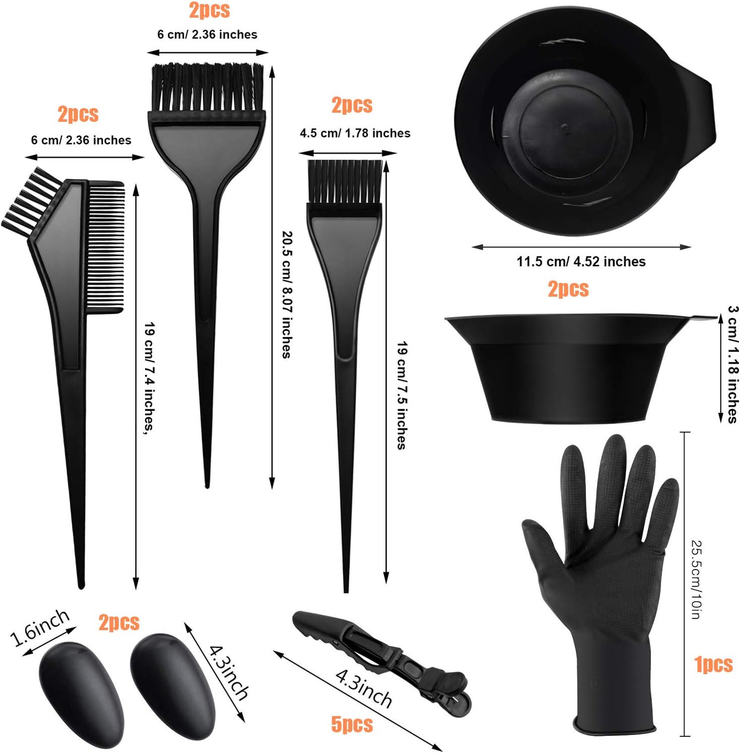 Cefanty 44 Pcs Hair Dye Coloring Kit,Hair Tinting Bowl,Dye Brush,Ear Cover,Hair Ties,Gloves for DIY Salon Hair Coloring Bleaching Dryers Tools: Kitchen & Dining