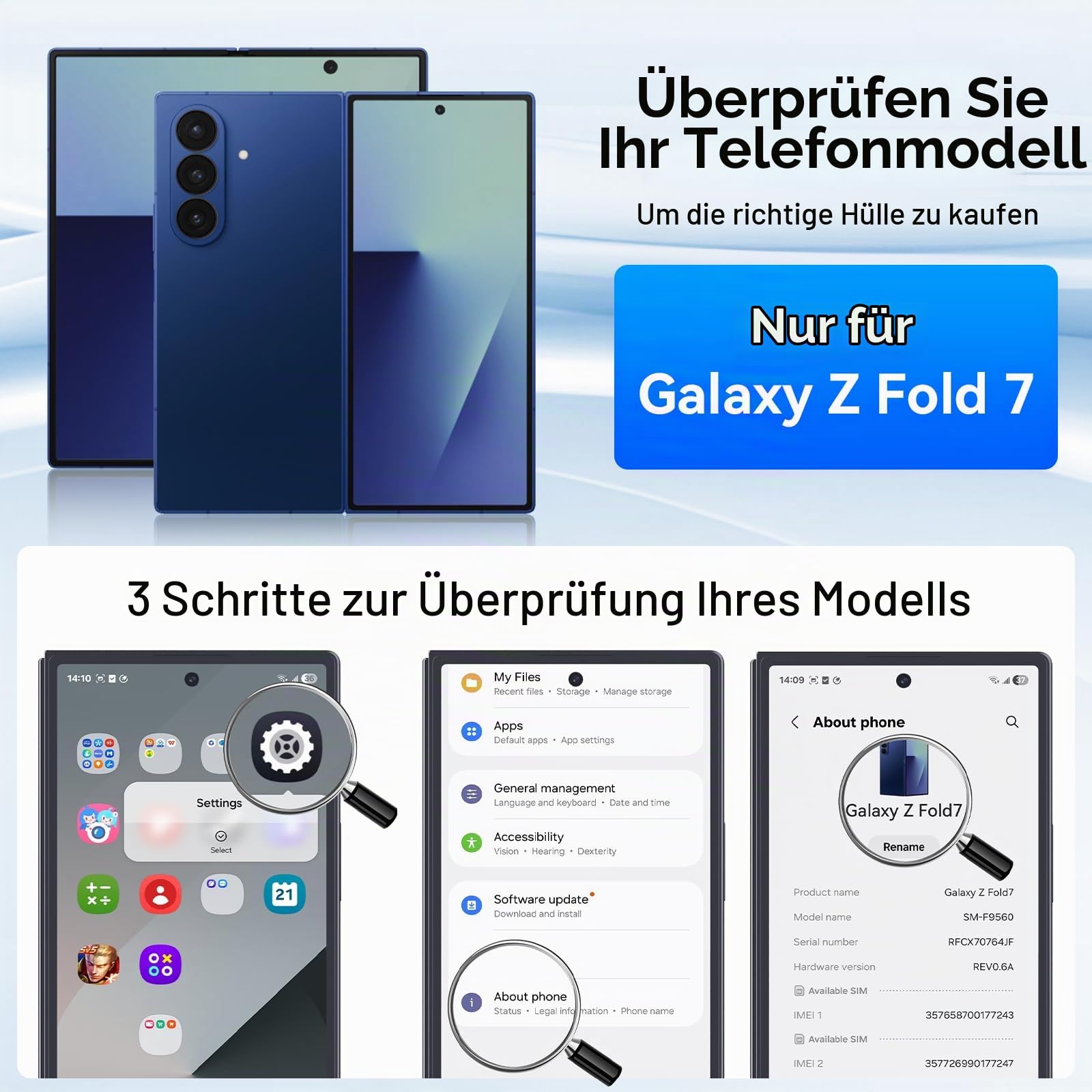für Samsung Galaxy Z-Fold-7 Magnet Hülle: Dualer Ständer Horizontal & Vertikal, Kompatibel mit MagSafe, Anti-Spy Display Schutz, Robuster Scharnierschutz, Hochwertige ZFold 7 Handyhülle, Blau