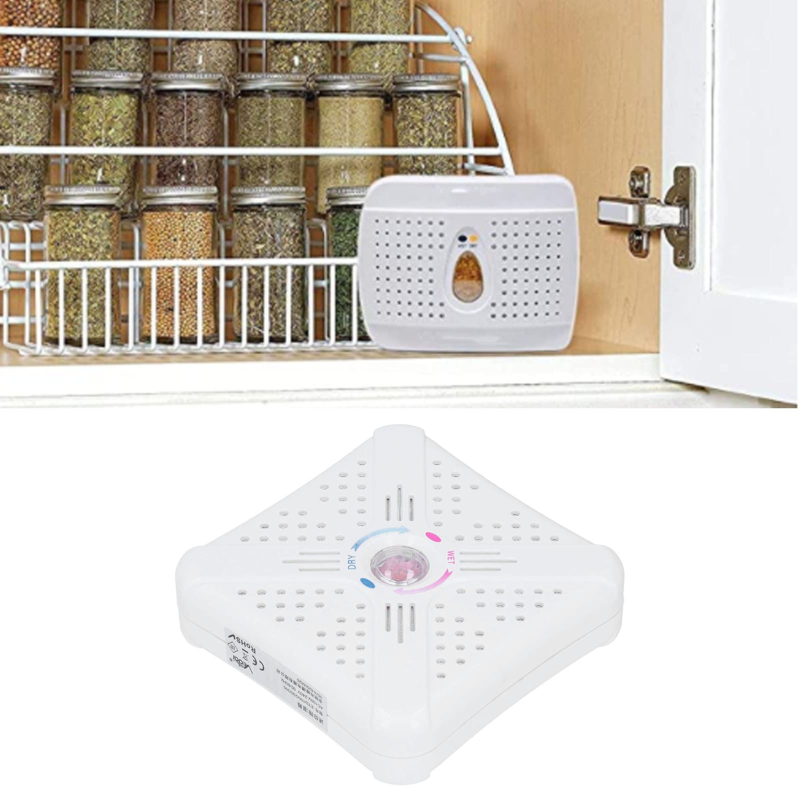 Deumidificatore Mini Compatto Assorbitore di umidità a Basso Rumore e Risparmio Energetico per Armadi, Armadi, Borse da Palestra, Bianco, 1 unità