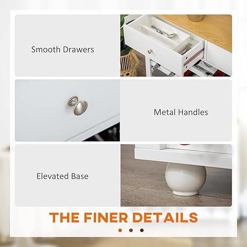 Miniatura 5 de HOMCOM Moderno armario de bar gabinete de vino con estante de vino de 28 botellas aparador de cocina con 2 cajones de almacenamiento para bar en